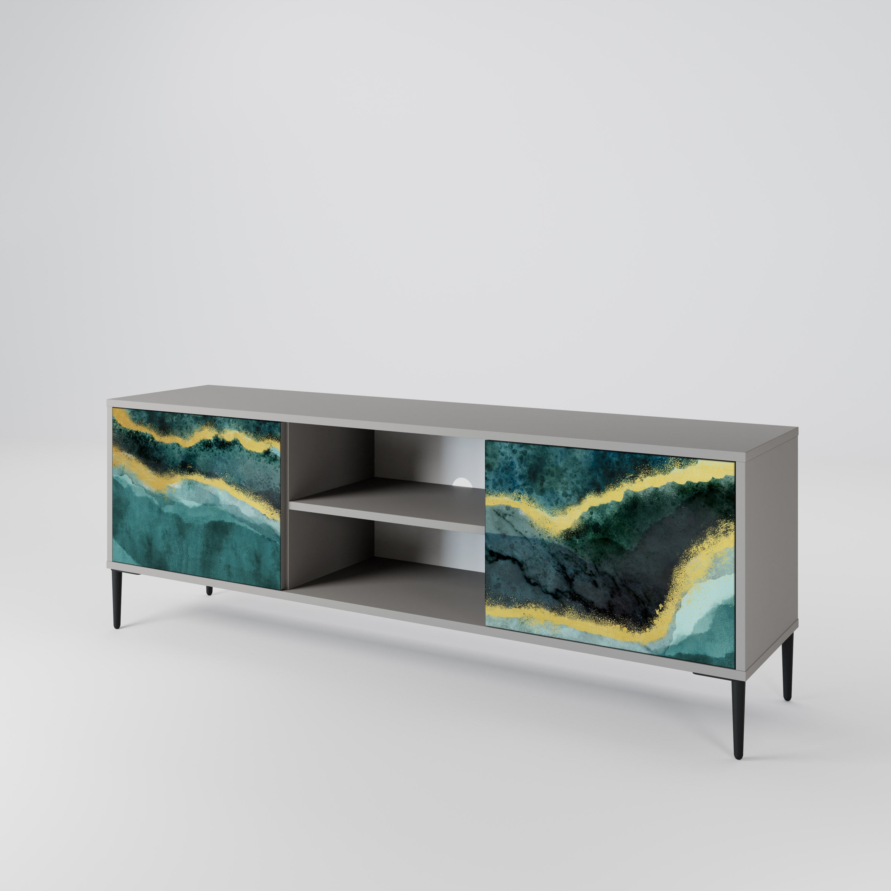 GOLDRUSH ODYSSEY 2-Door TV Stand in Grey Finish