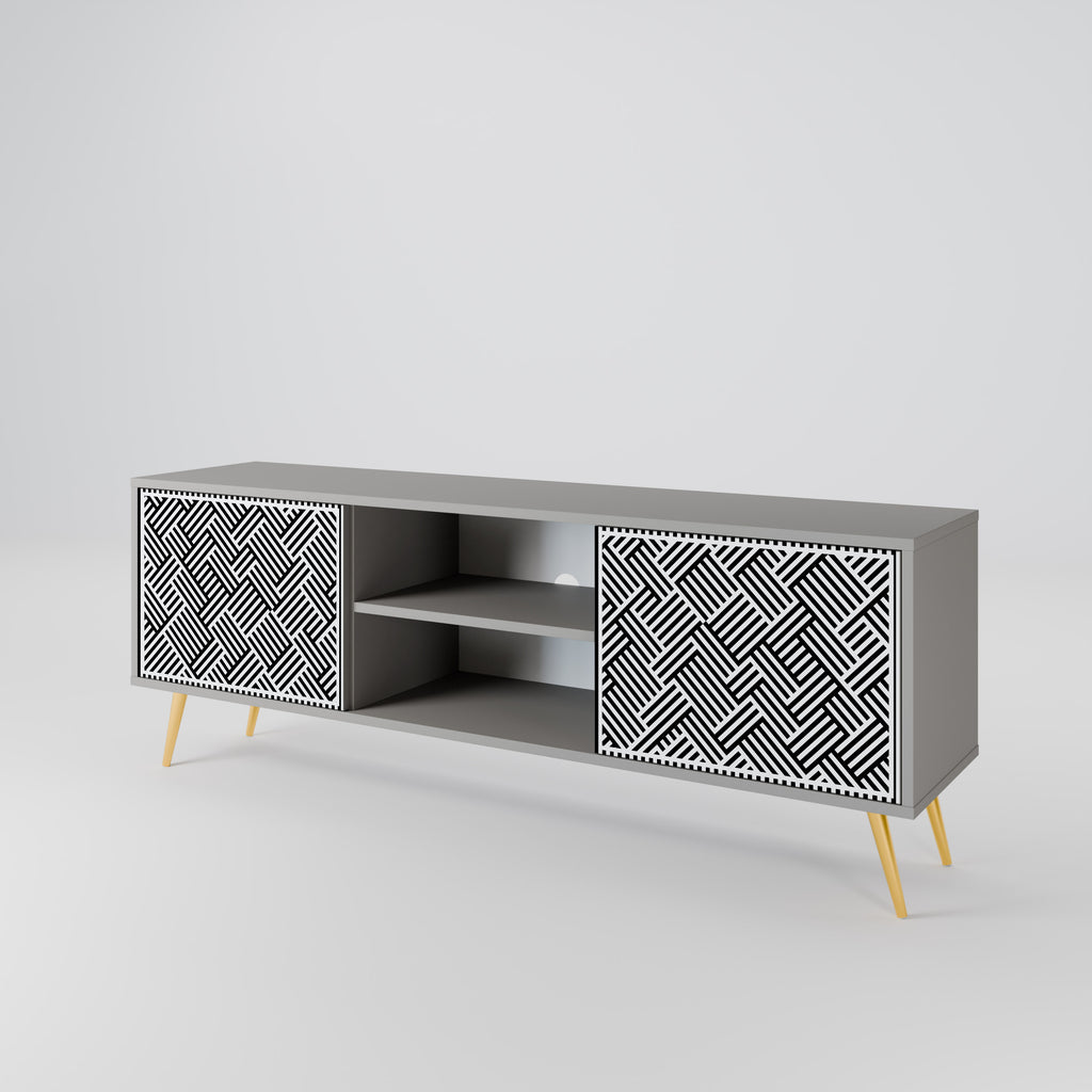 TEMPORARY SEQUENCE 2-Door TV Stand in Grey Finish