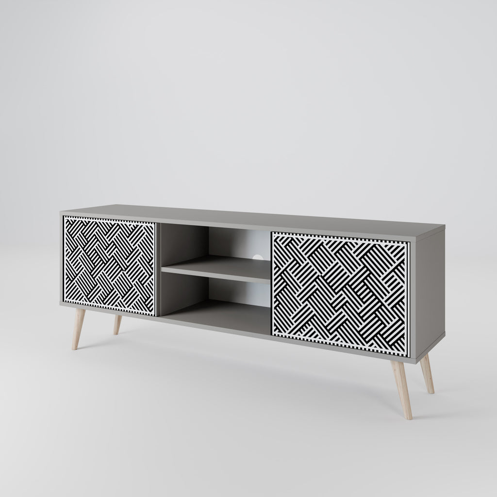 TEMPORARY SEQUENCE 2-Door TV Stand in Grey Finish