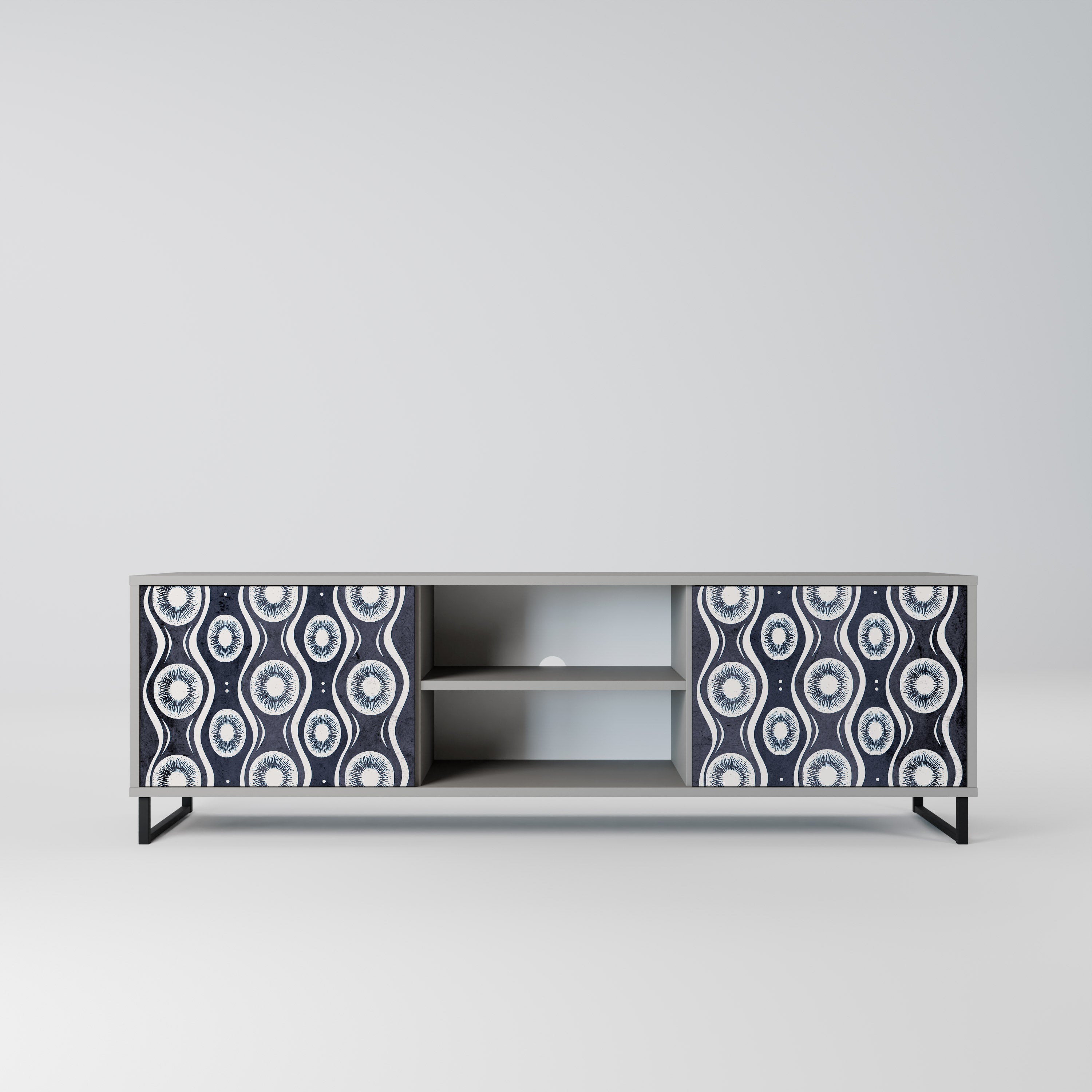 GRAPHITE EYES 2-Door TV Stand in Grey Finish