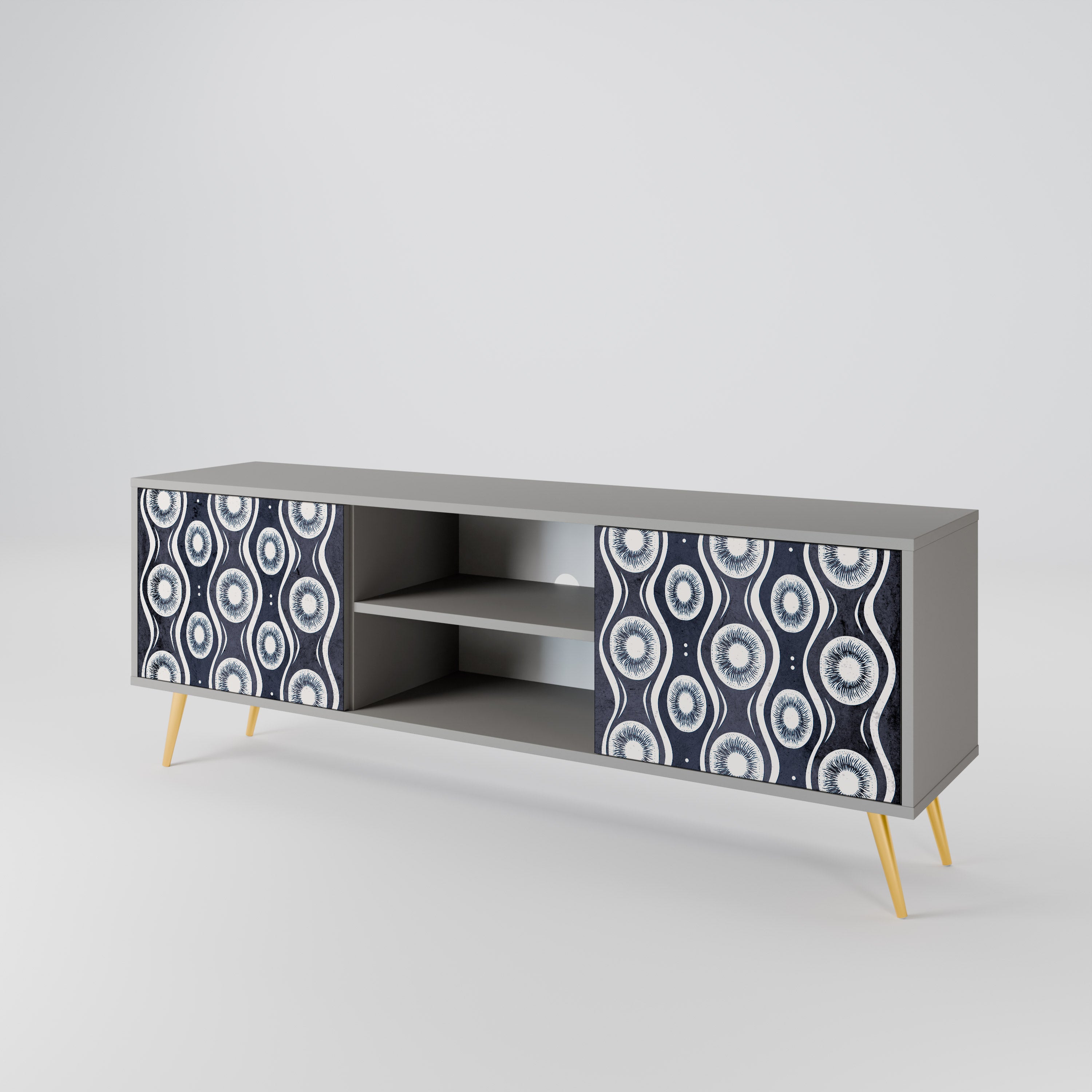 GRAPHITE EYES 2-Door TV Stand in Grey Finish