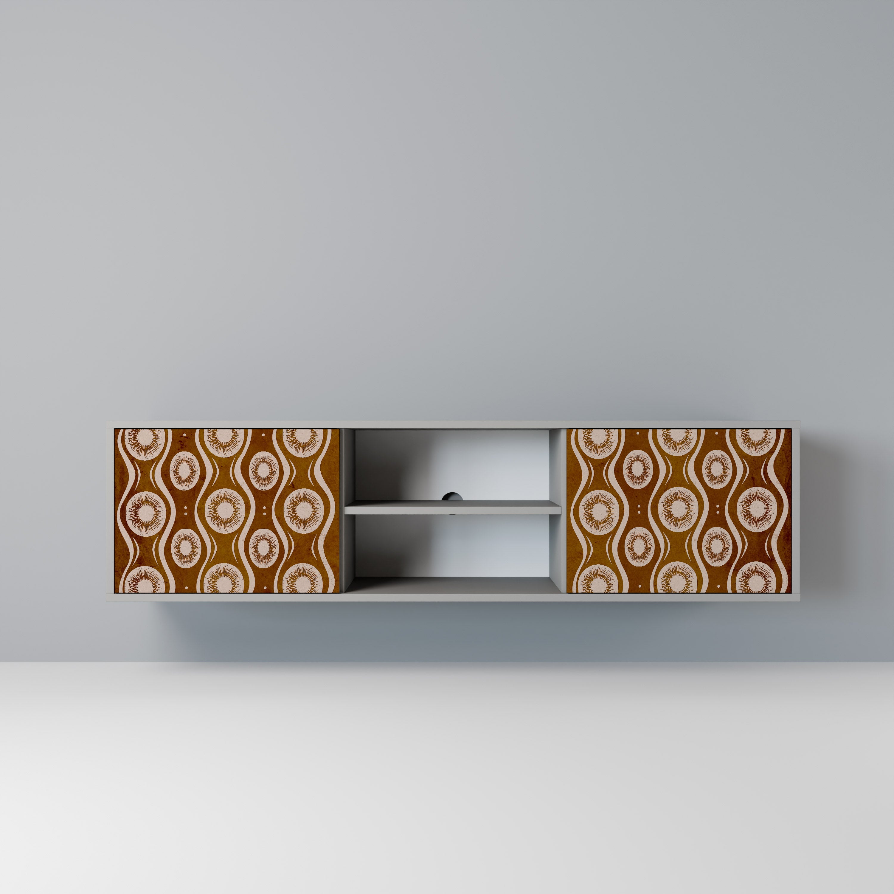 BROWN EYES 2-Door TV Stand in Grey Finish
