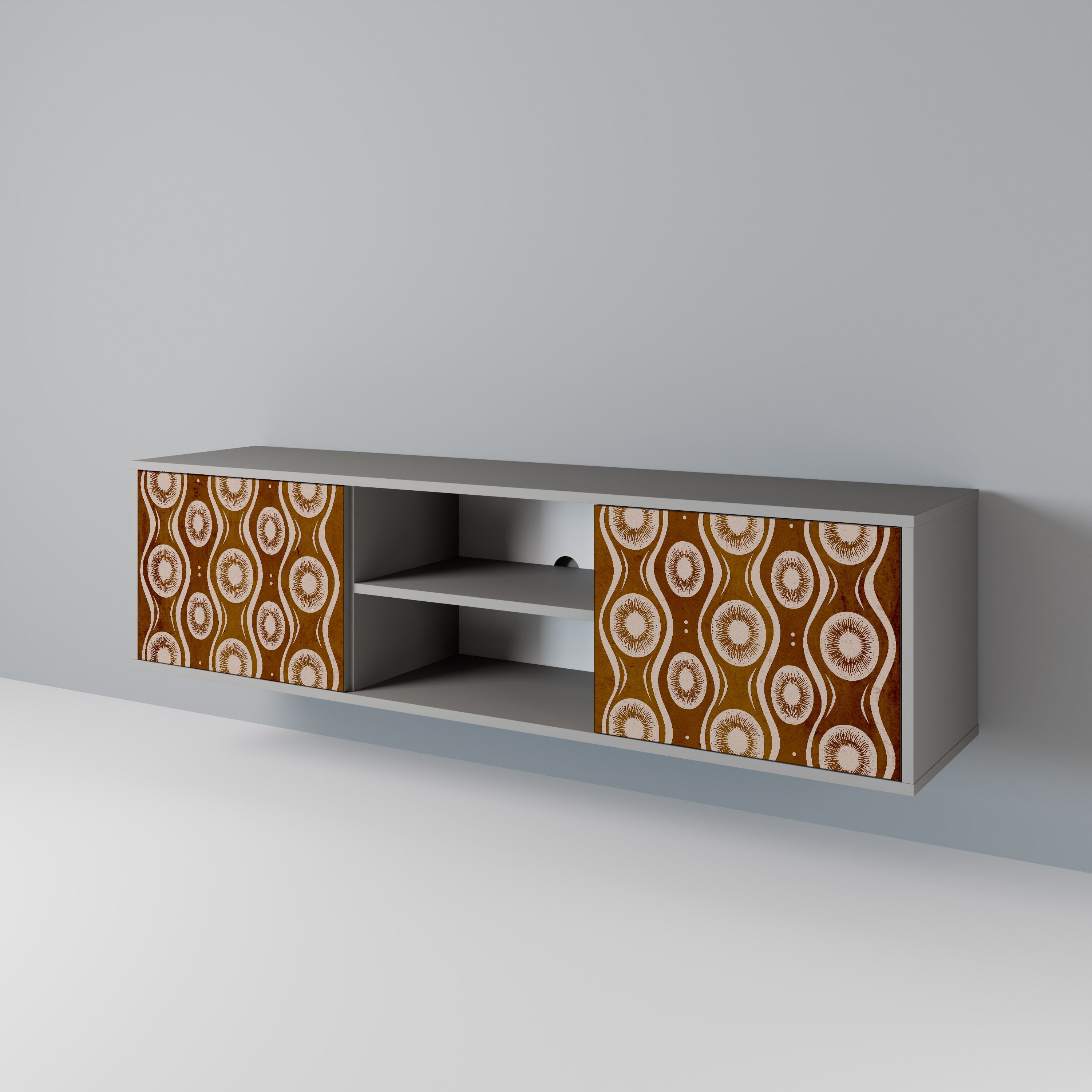 BROWN EYES 2-Door TV Stand in Grey Finish