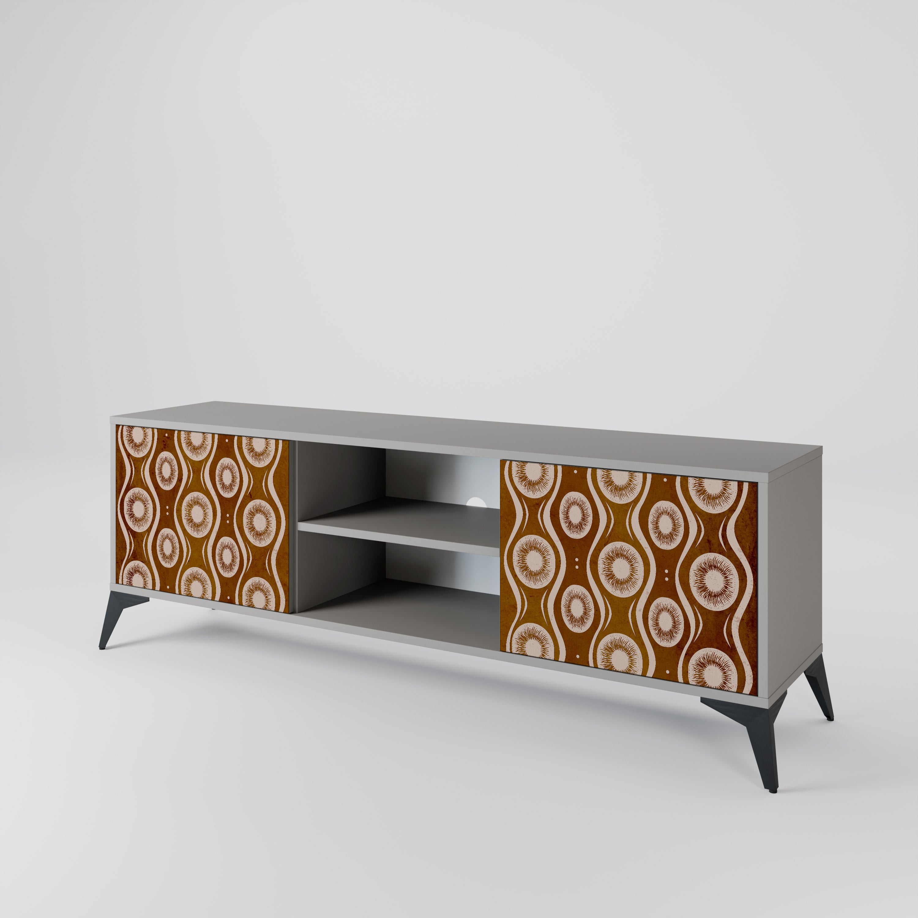 BROWN EYES 2-Door TV Stand in Grey Finish