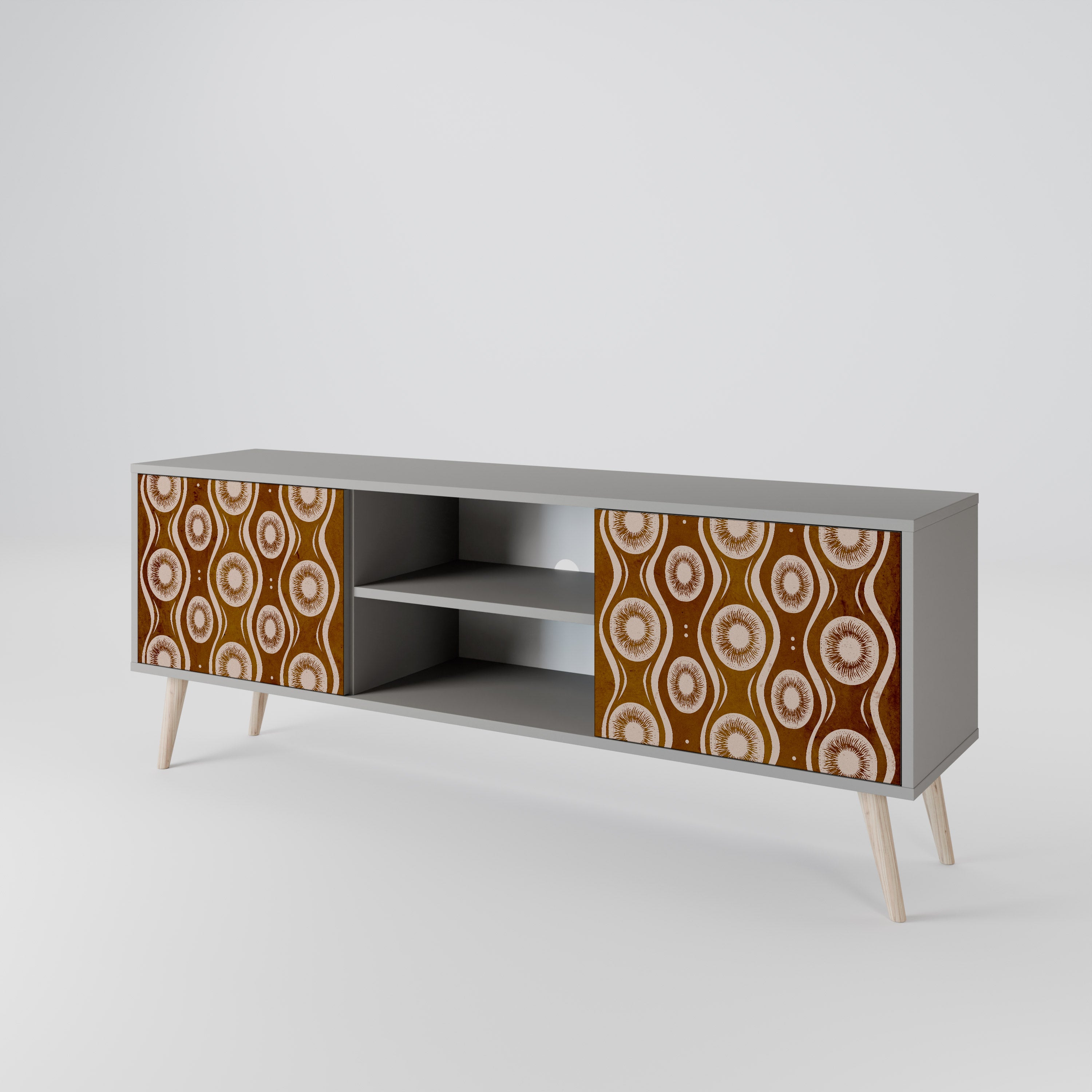 BROWN EYES 2-Door TV Stand in Grey Finish