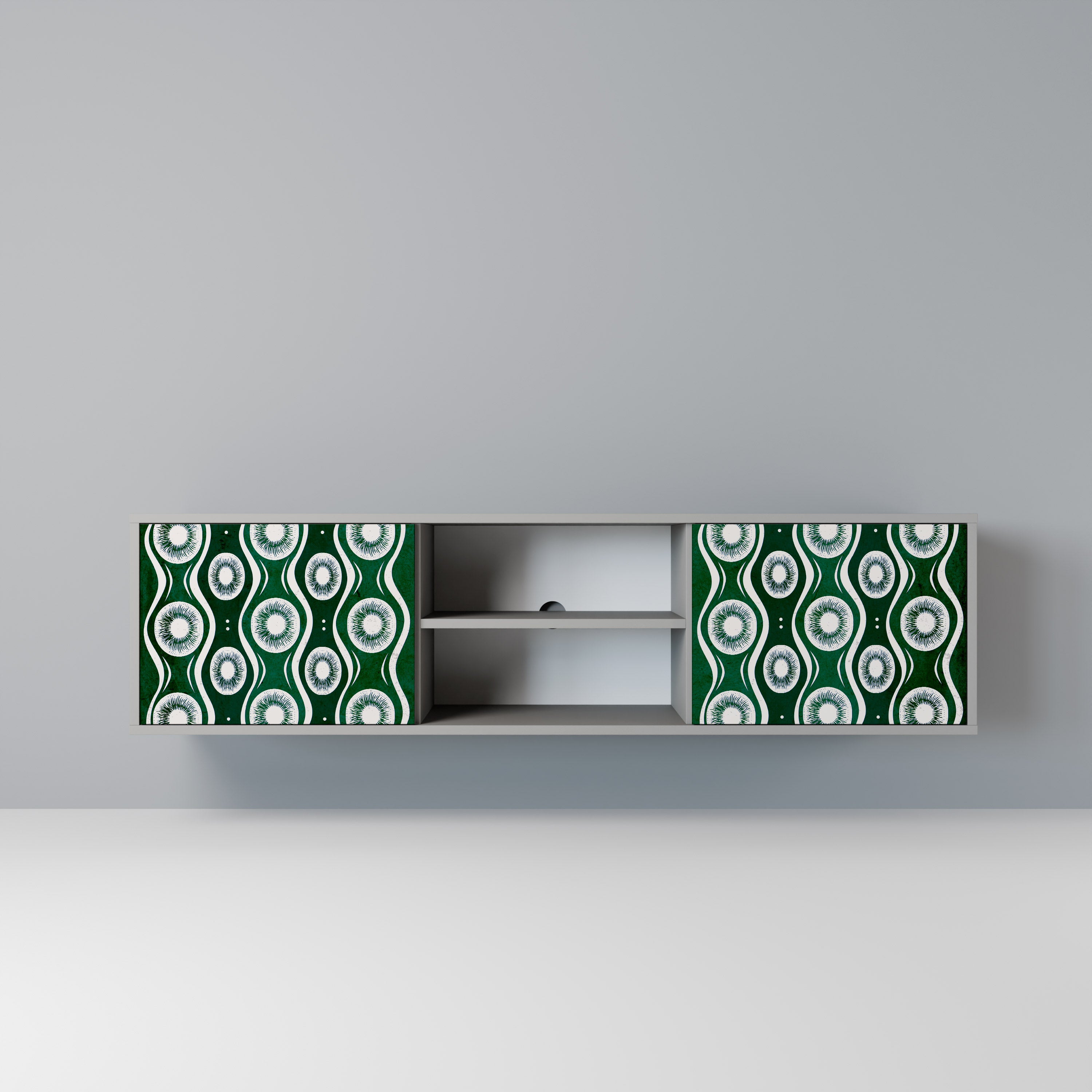 GREEN EYES 2-Door TV Stand in Grey Finish