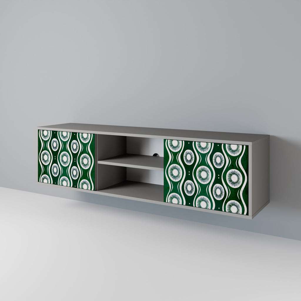 GREEN EYES 2-Door TV Stand in Grey Finish