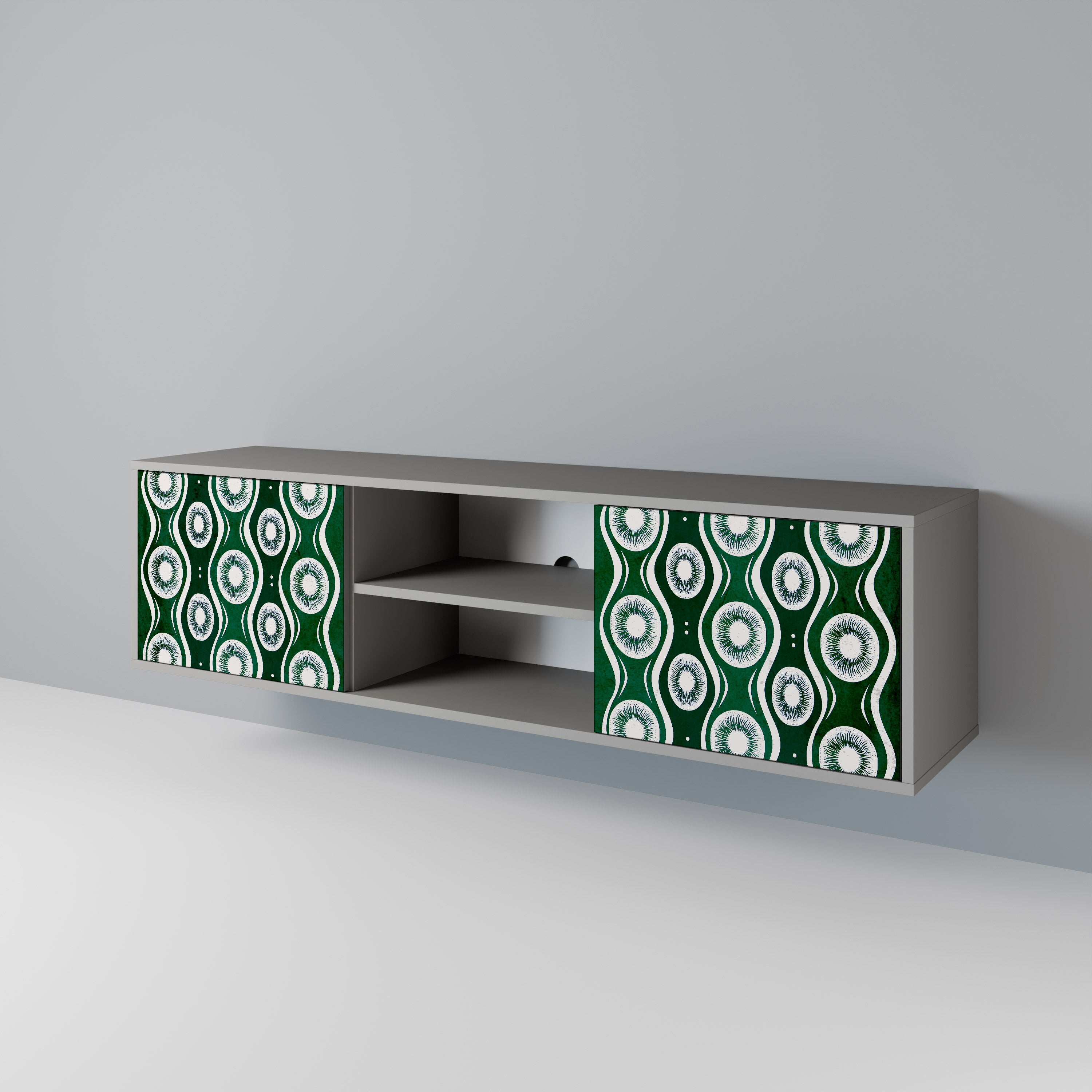 GREEN EYES 2-Door TV Stand in Grey Finish