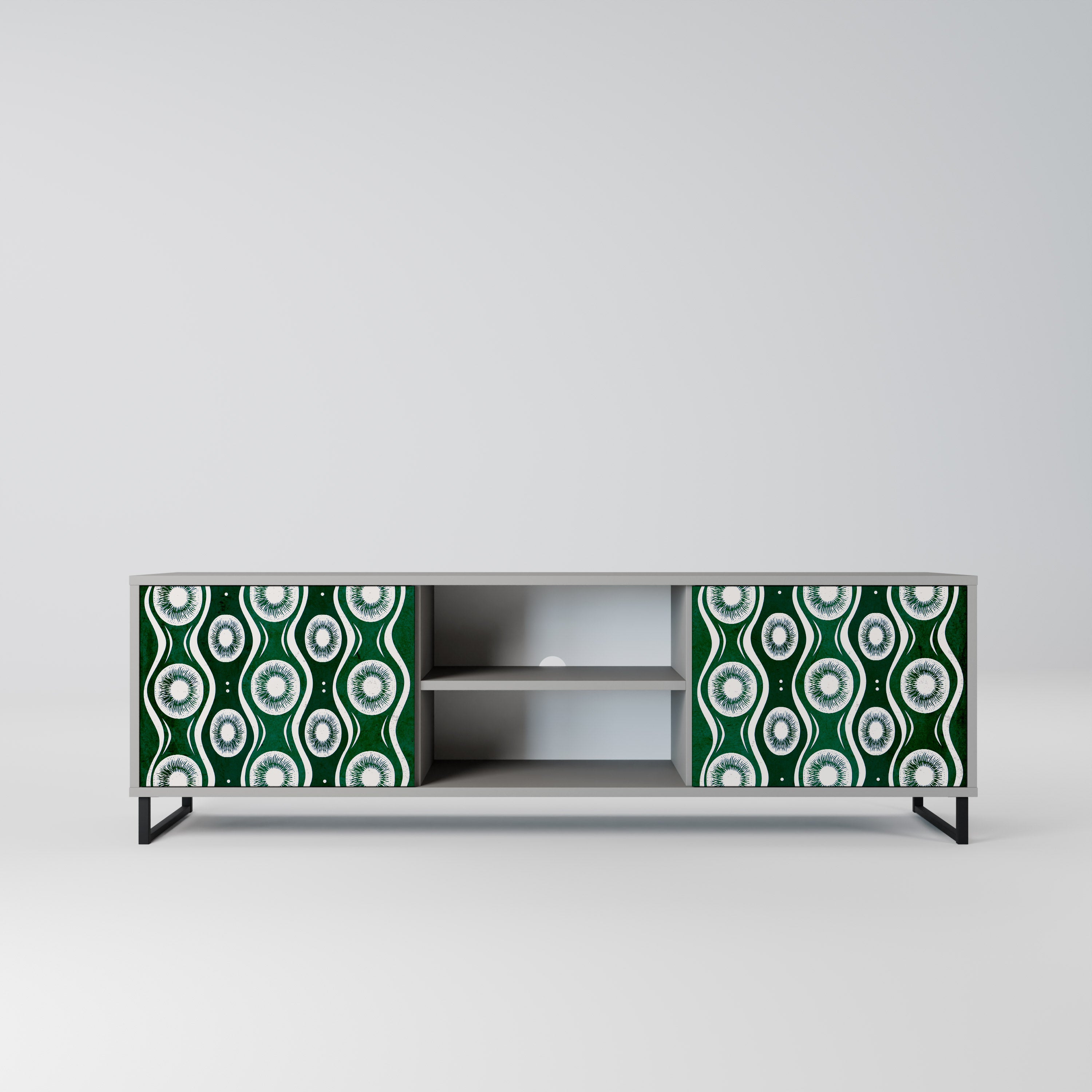 GREEN EYES 2-Door TV Stand in Grey Finish