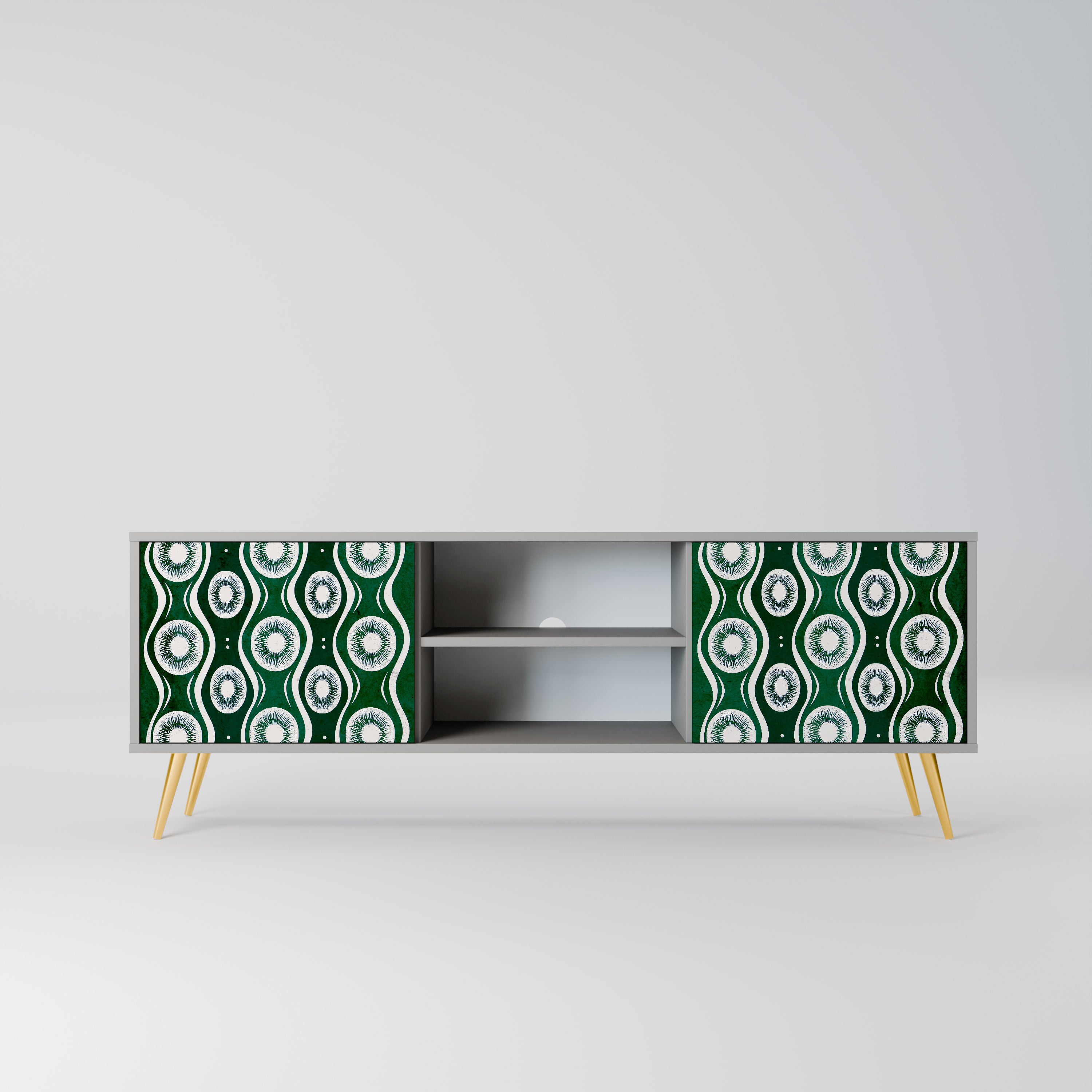 GREEN EYES 2-Door TV Stand in Grey Finish