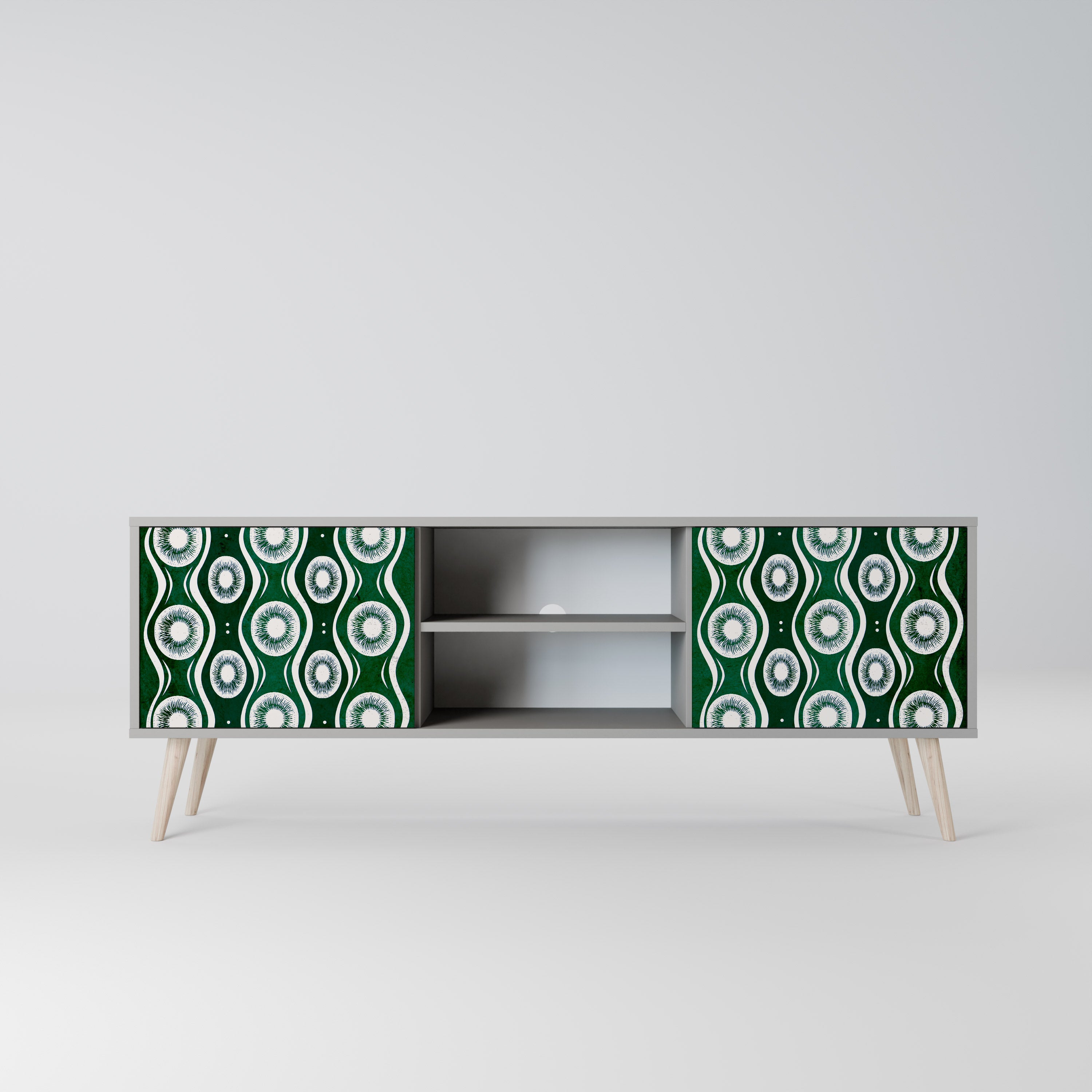 GREEN EYES 2-Door TV Stand in Grey Finish