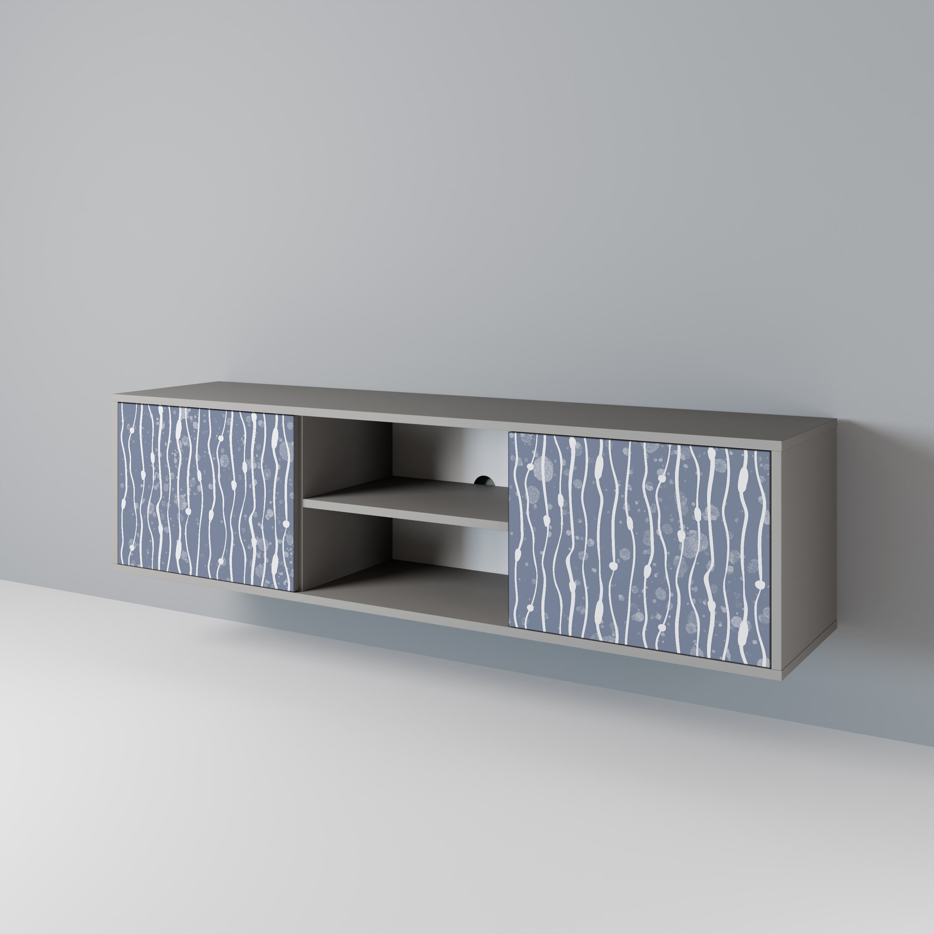 GRAPHITE RAIN 2-Door TV Stand in Grey Finish