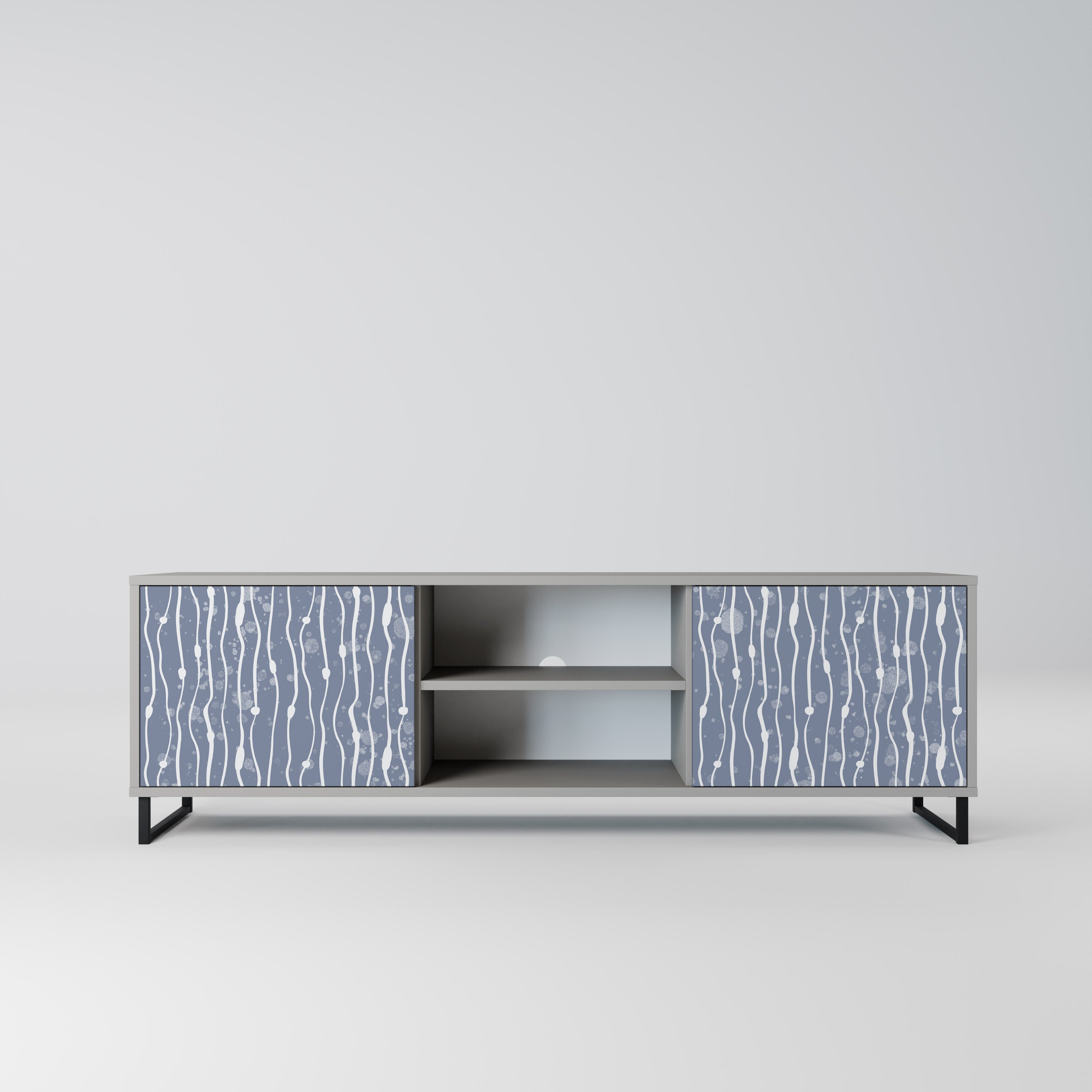GRAPHITE RAIN 2-Door TV Stand in Grey Finish