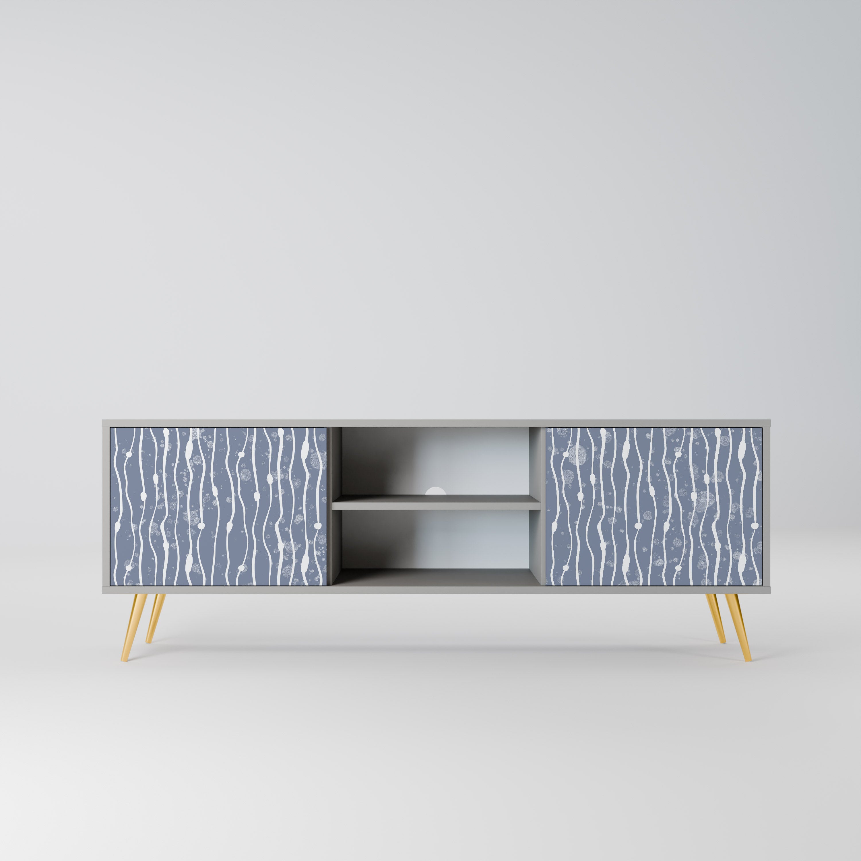 GRAPHITE RAIN 2-Door TV Stand in Grey Finish