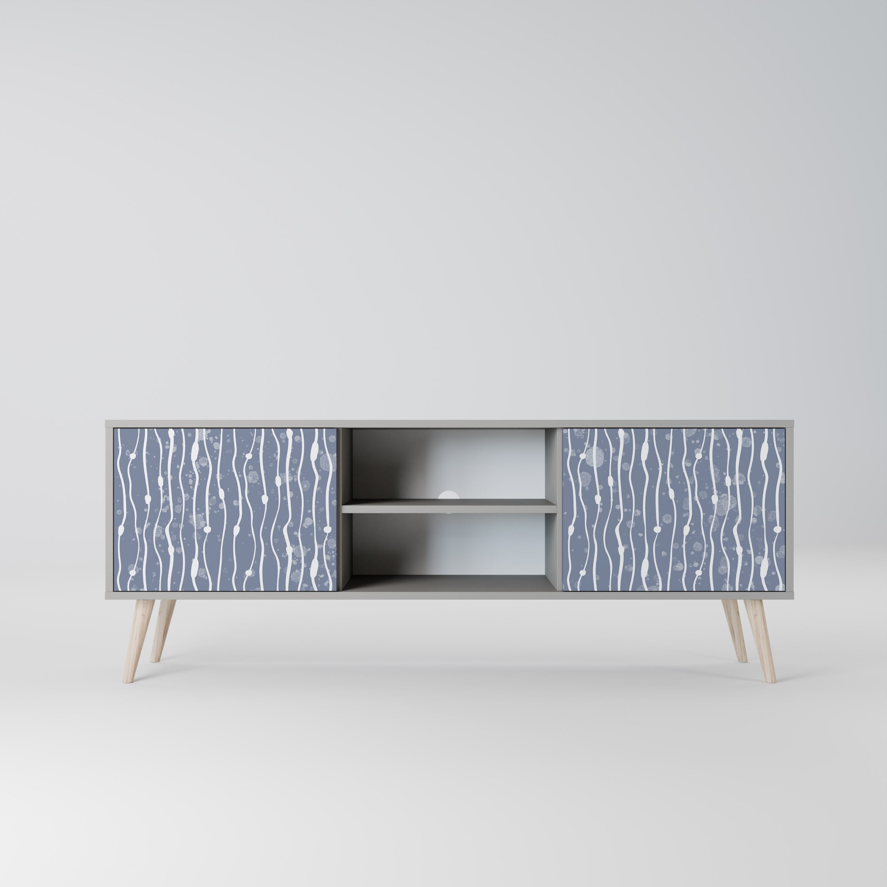GRAPHITE RAIN 2-Door TV Stand in Grey Finish