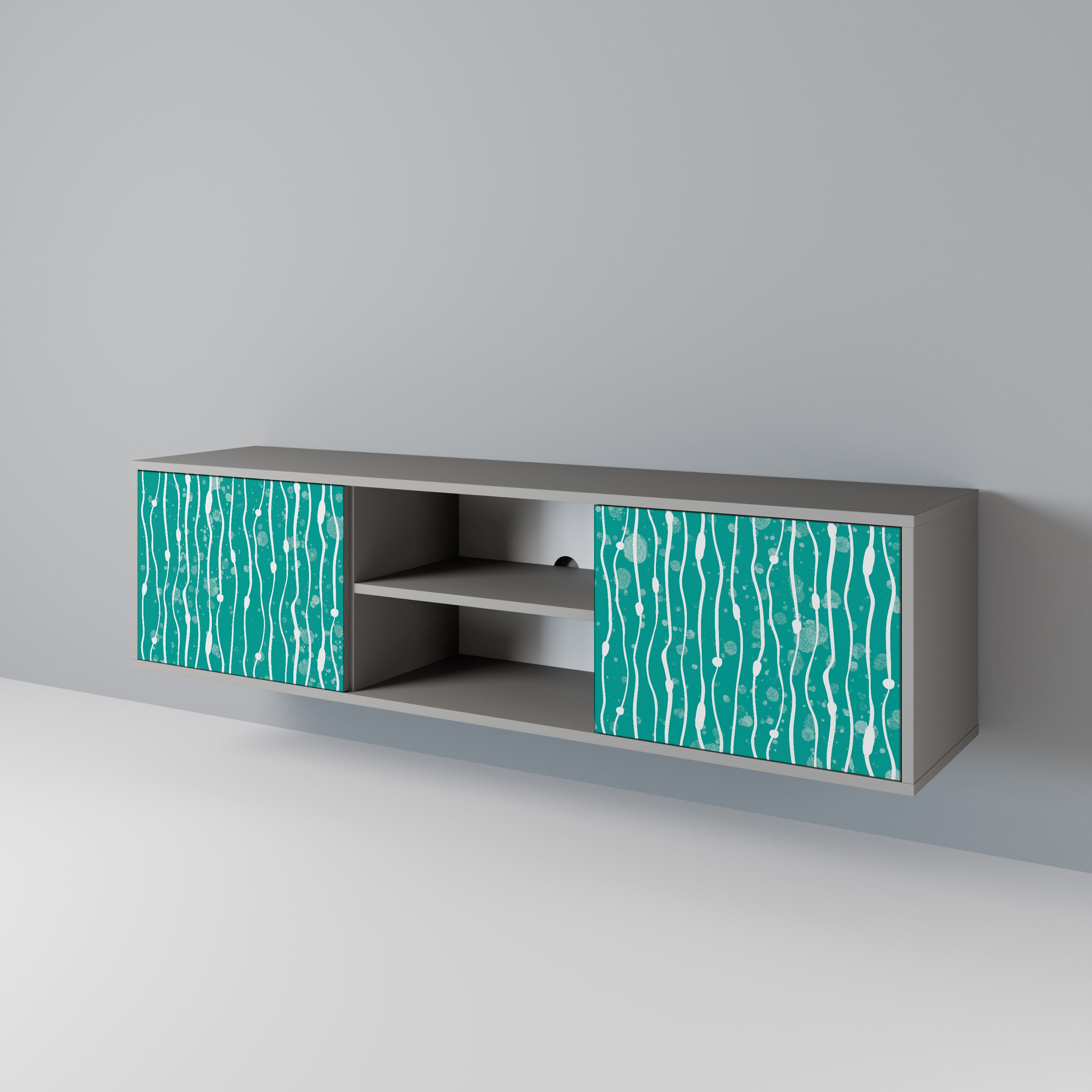 TURQUOISE RAIN 2-Door TV Stand in Grey Finish