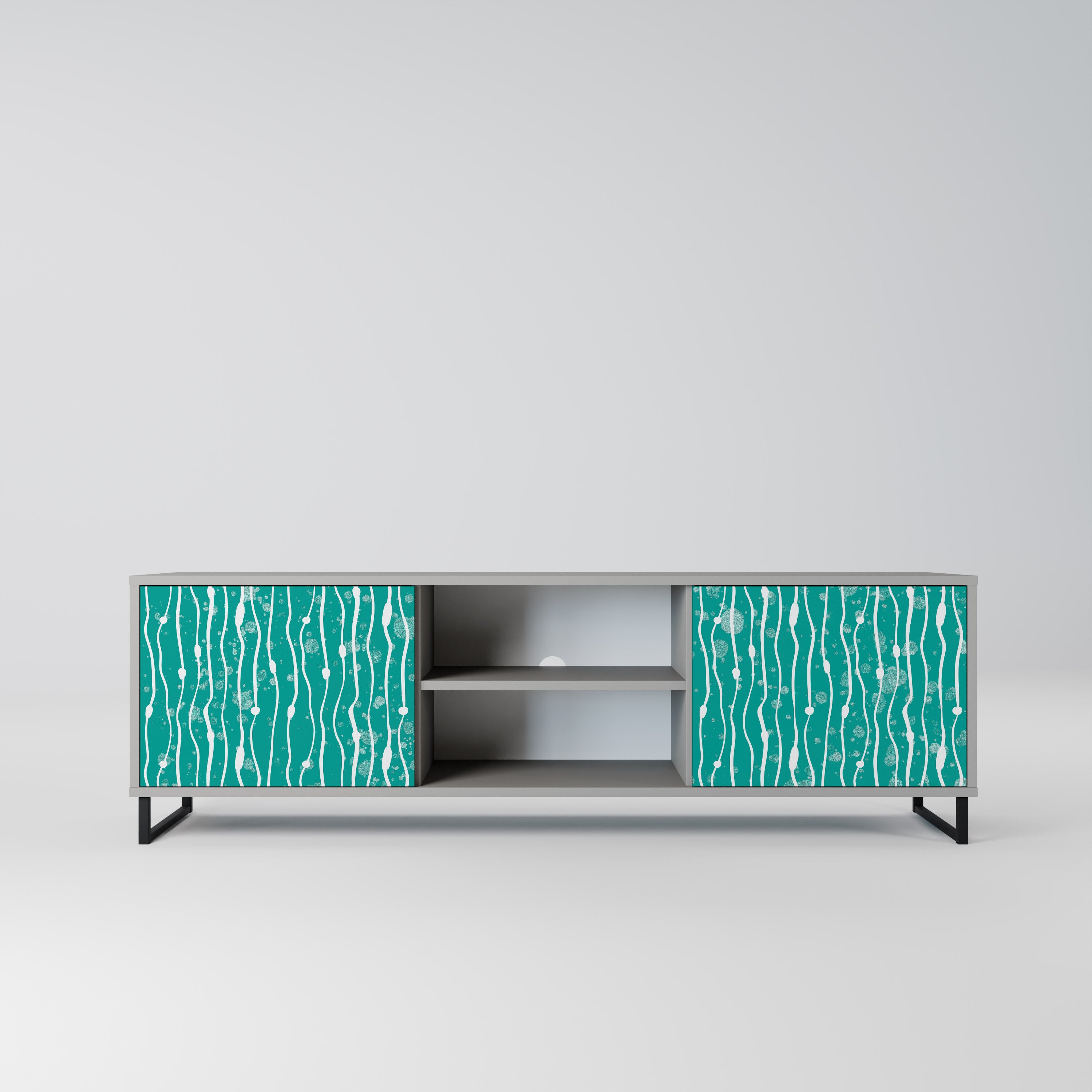 TURQUOISE RAIN 2-Door TV Stand in Grey Finish