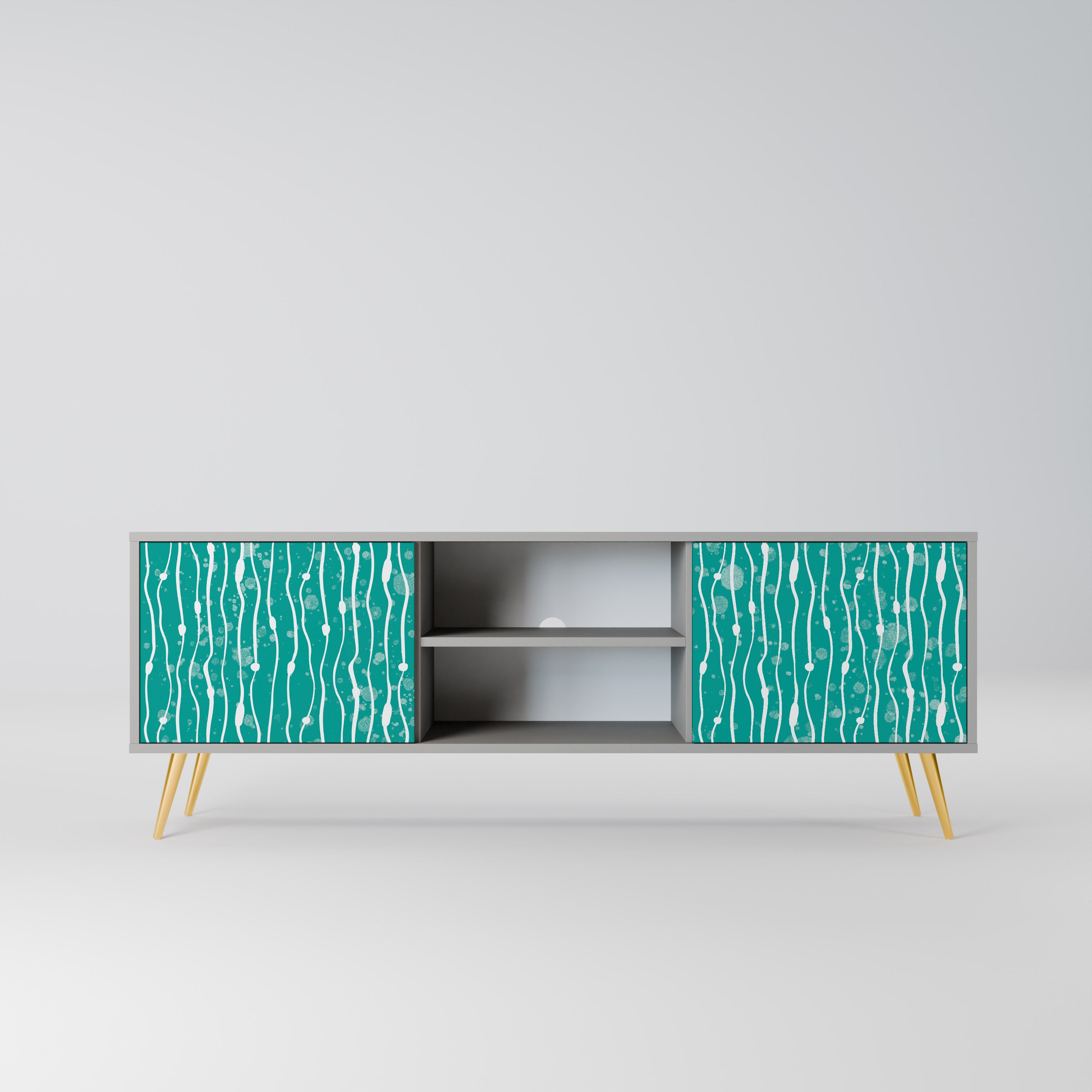 TURQUOISE RAIN 2-Door TV Stand in Grey Finish