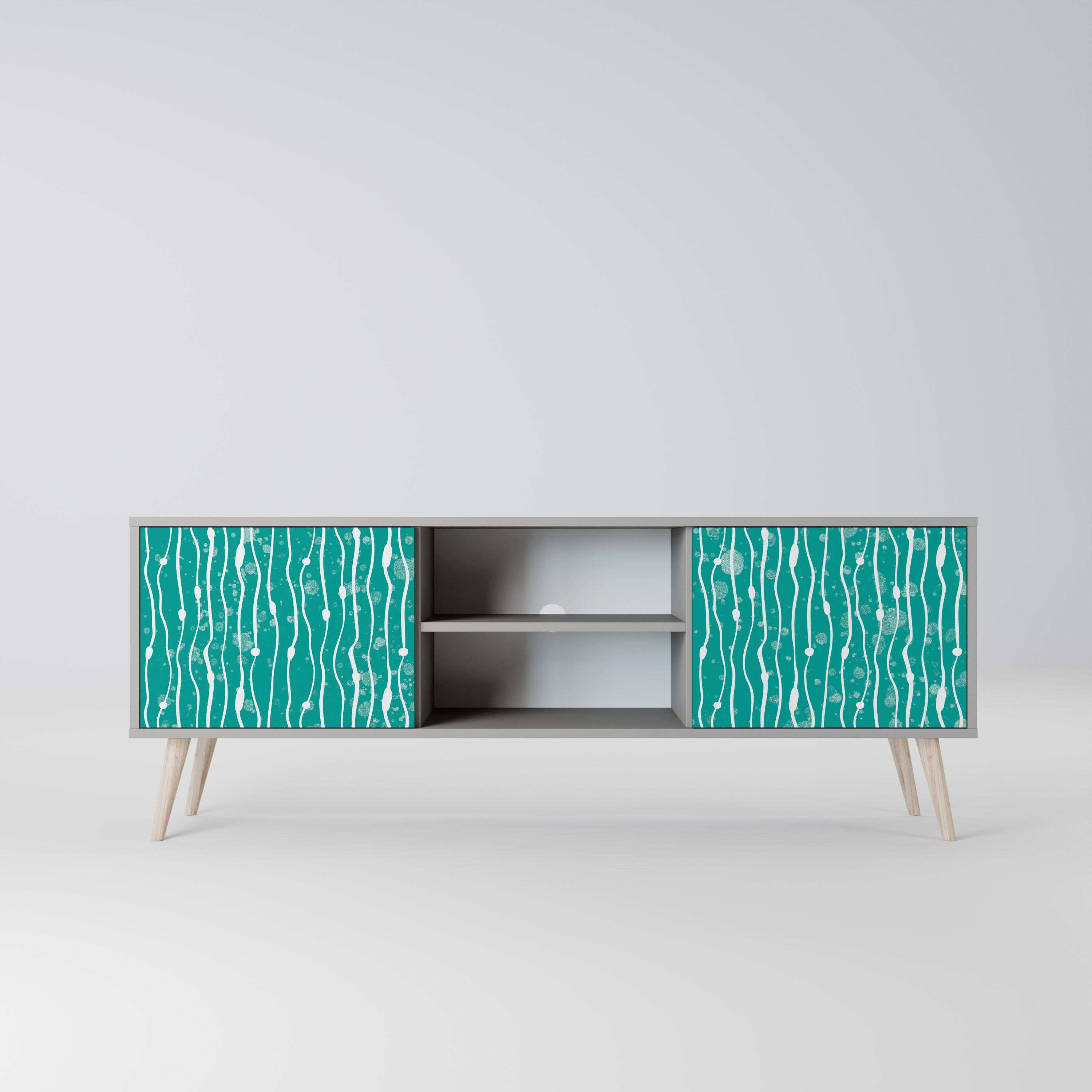 TURQUOISE RAIN 2-Door TV Stand in Grey Finish