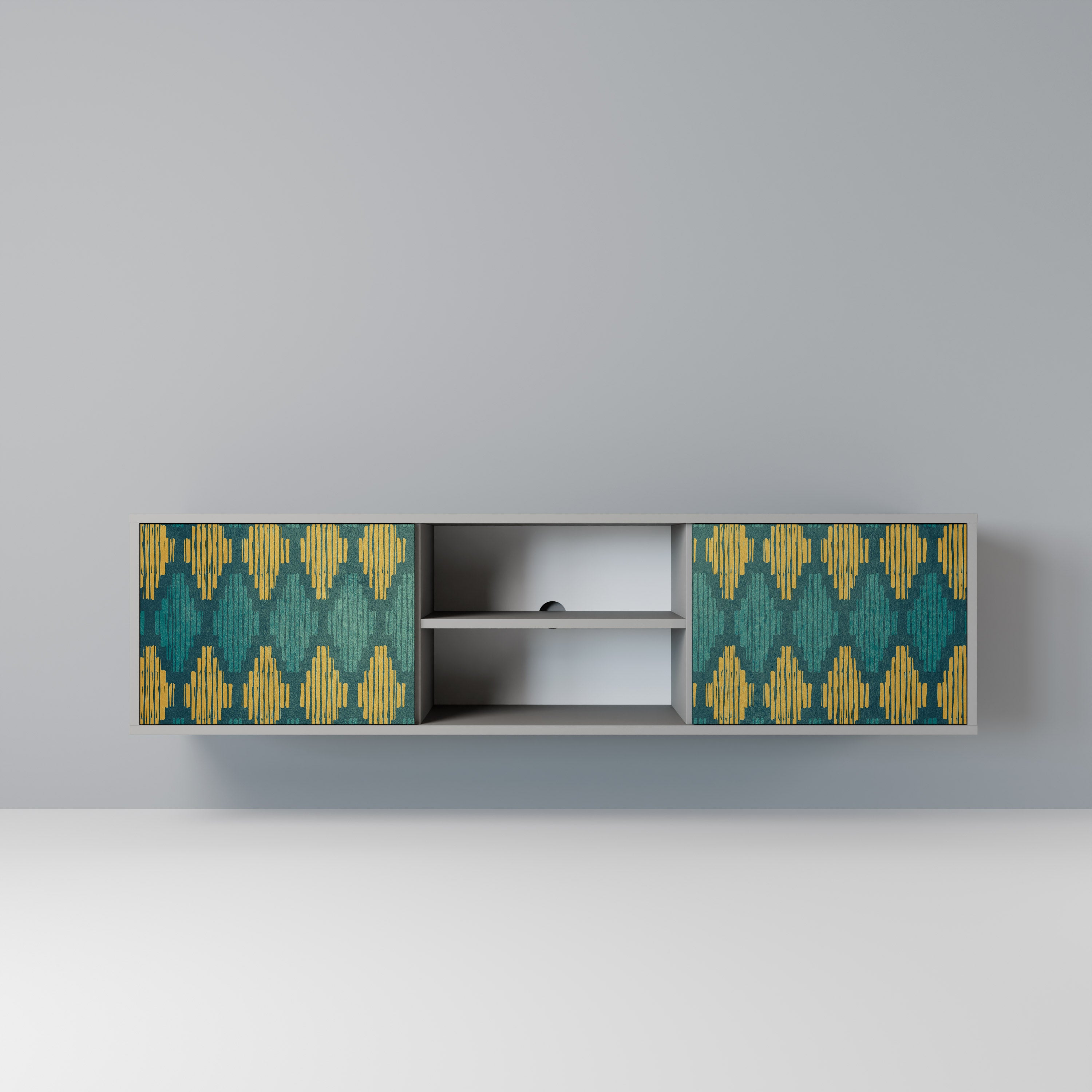 POLYGONS 2-Door TV Stand in Grey Finish