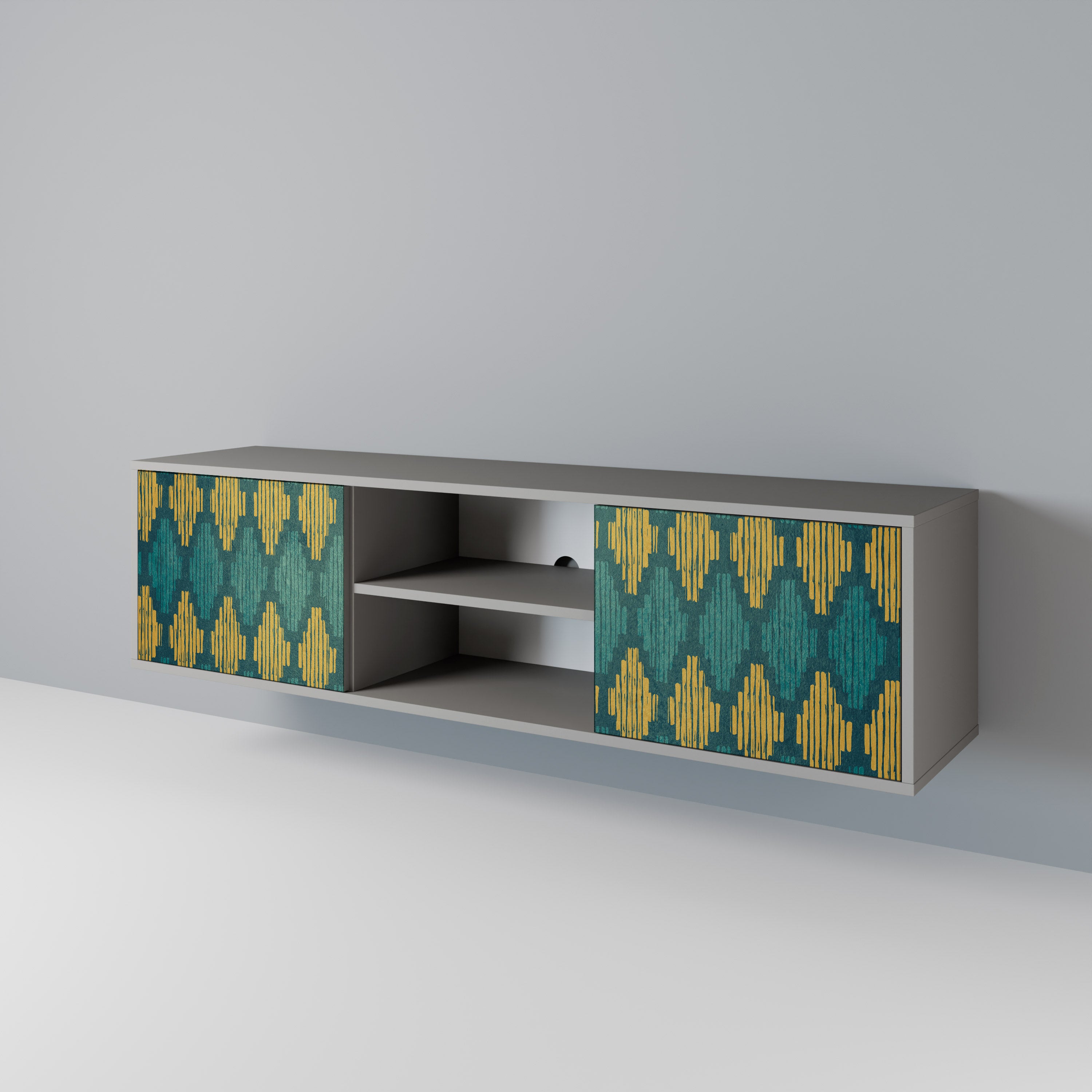 POLYGONS 2-Door TV Stand in Grey Finish