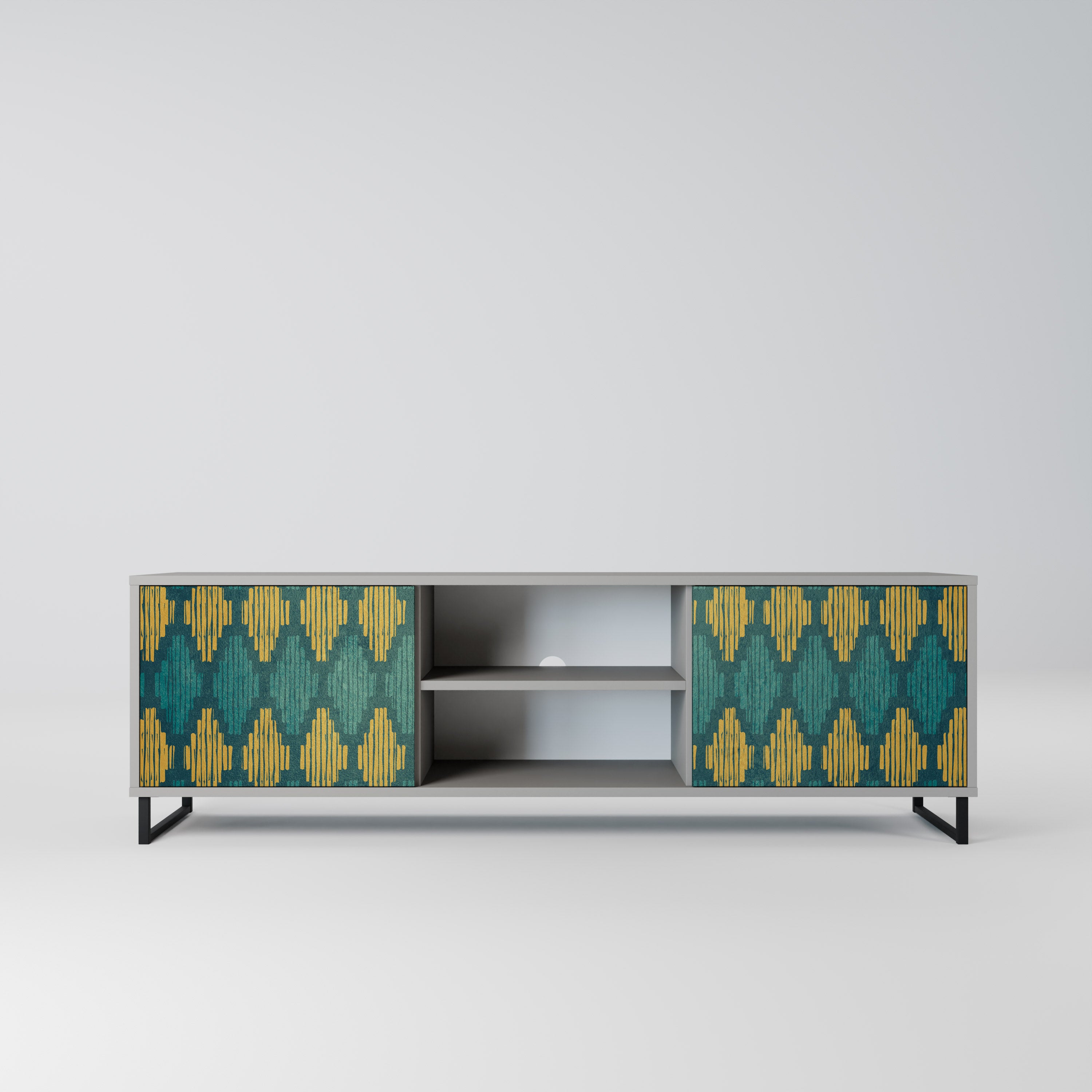 POLYGONS 2-Door TV Stand in Grey Finish