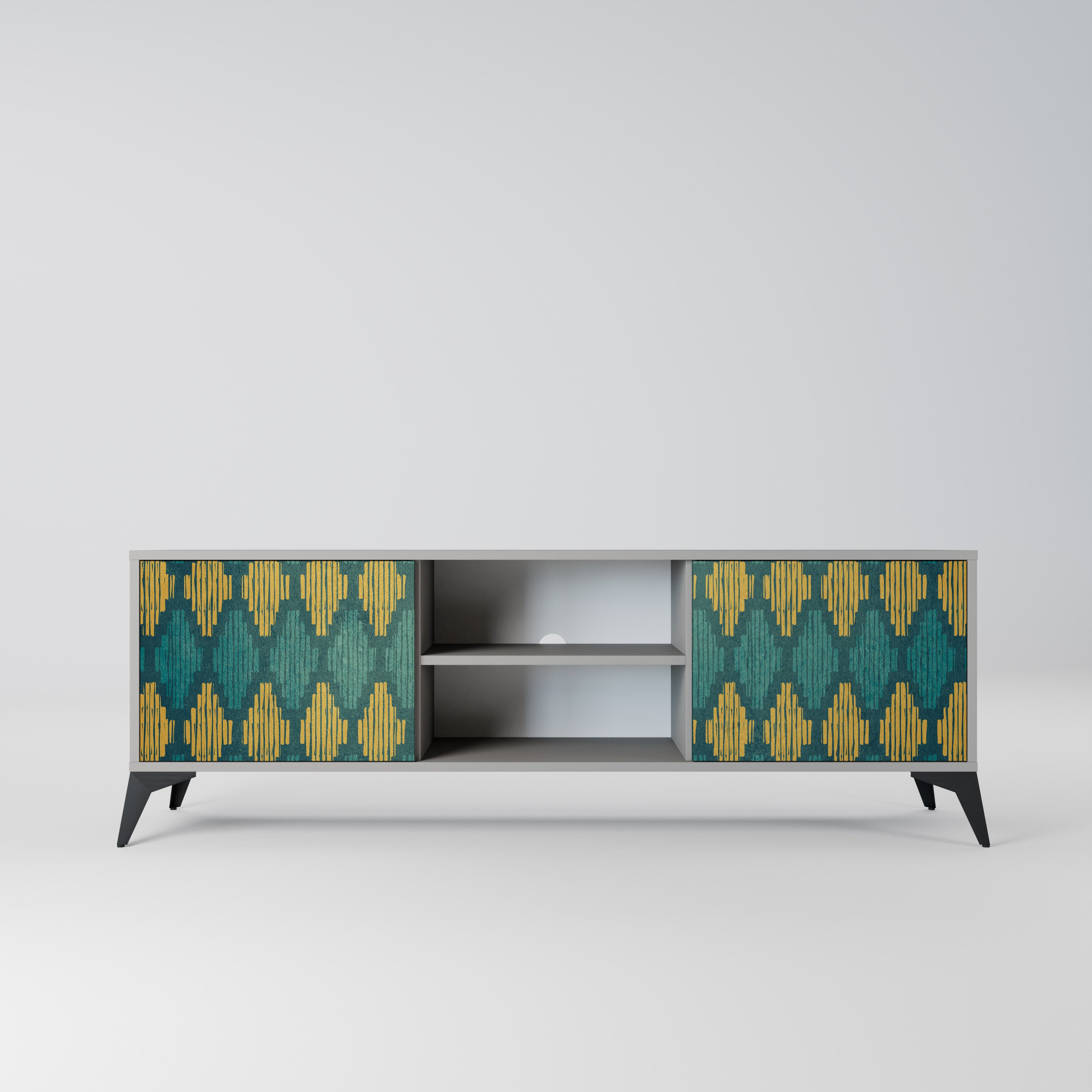 POLYGONS 2-Door TV Stand in Grey Finish