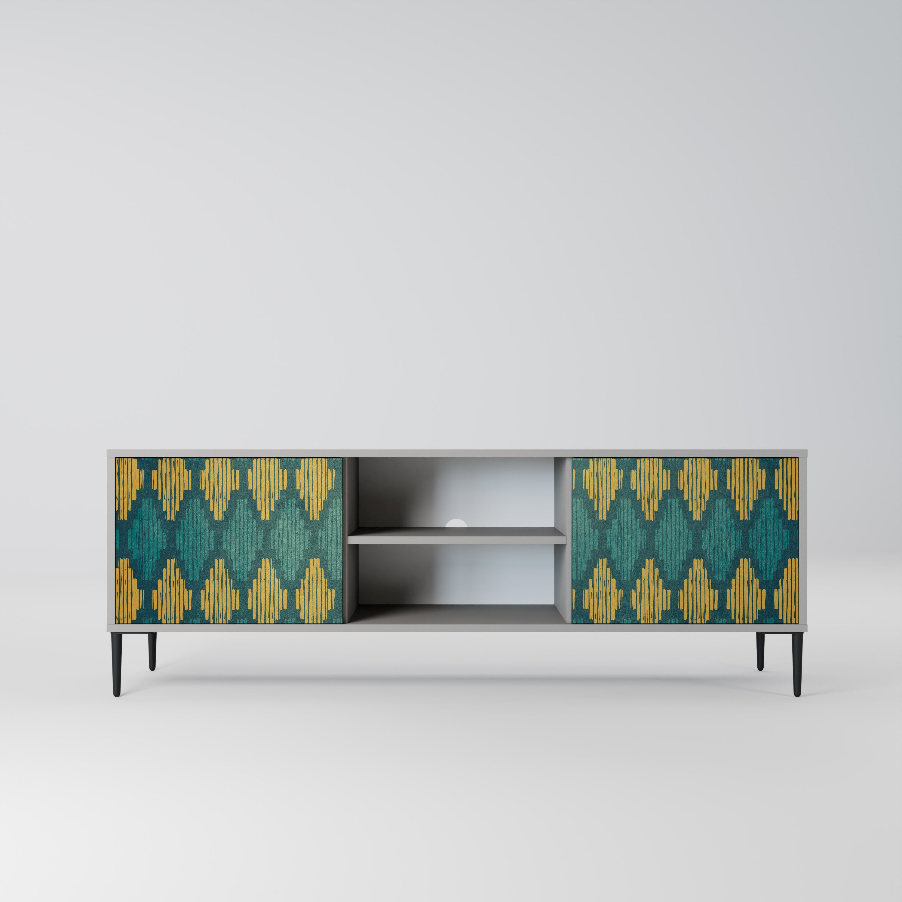 POLYGONS 2-Door TV Stand in Grey Finish