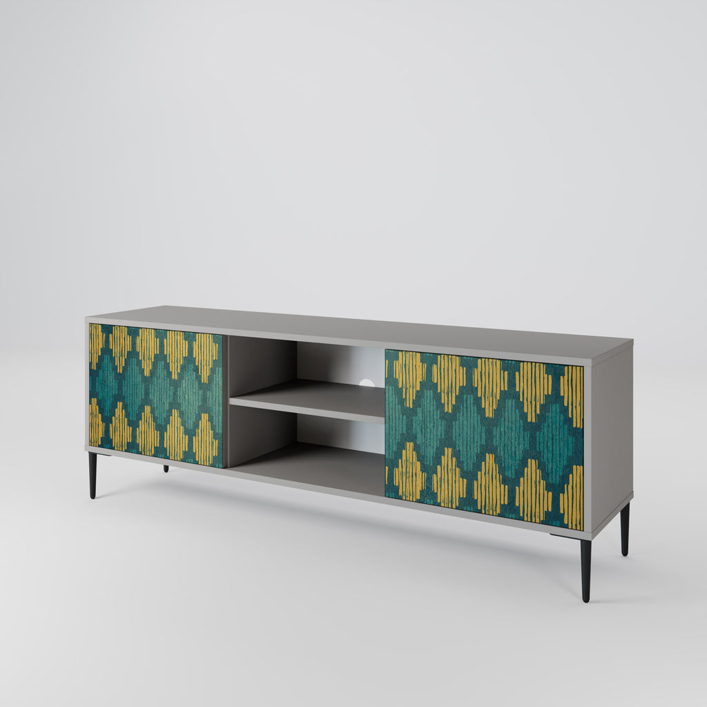 POLYGONS 2-Door TV Stand in Grey Finish