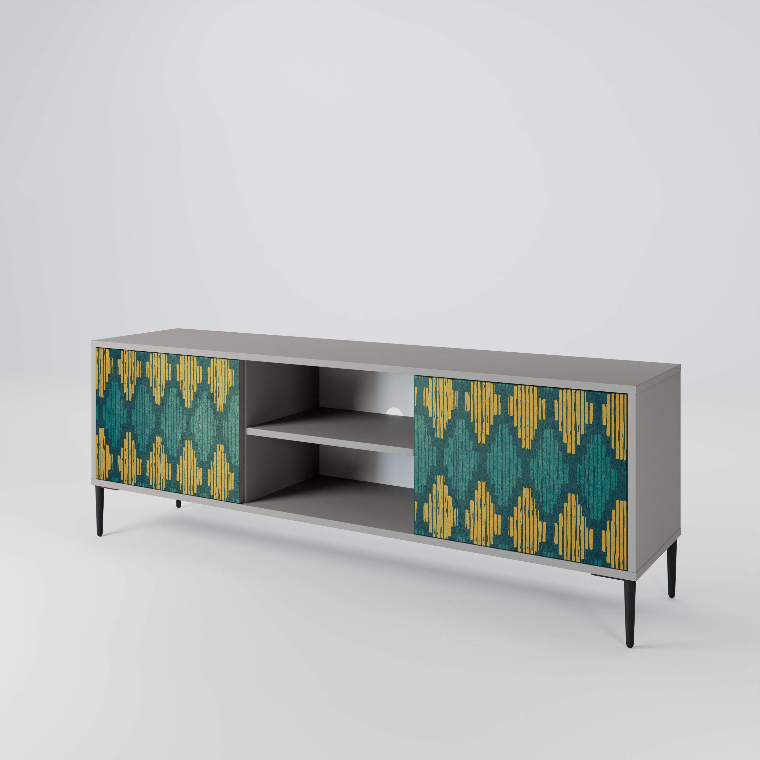 POLYGONS 2-Door TV Stand in Grey Finish