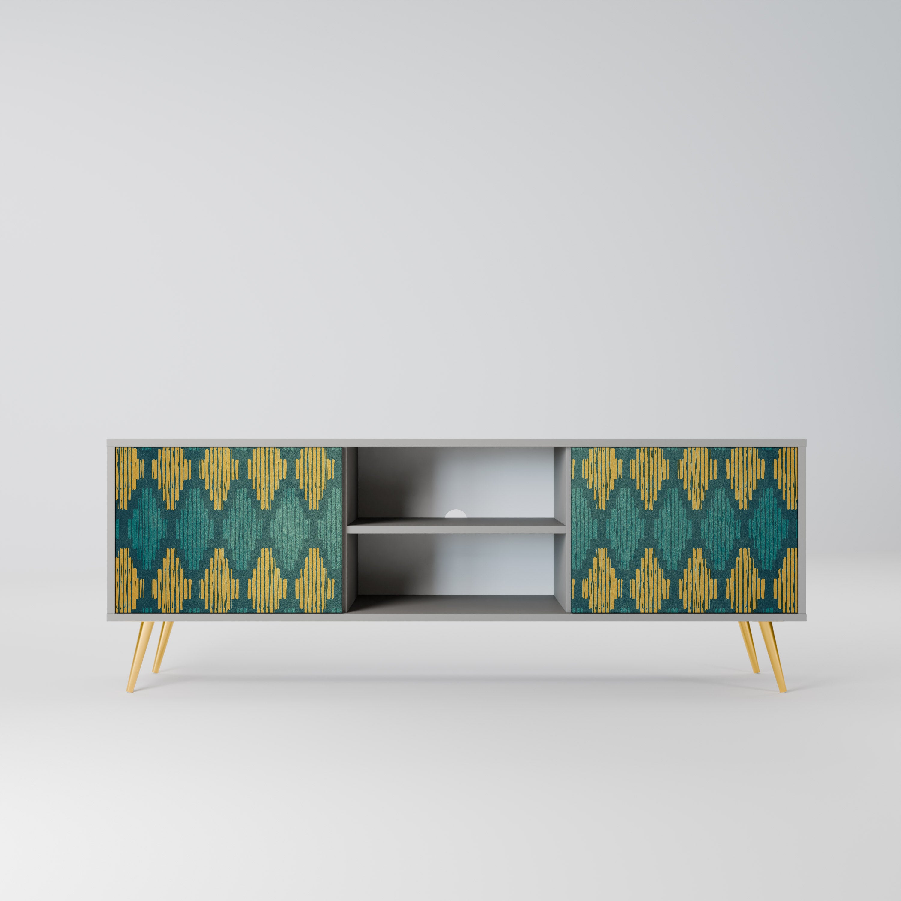 POLYGONS 2-Door TV Stand in Grey Finish