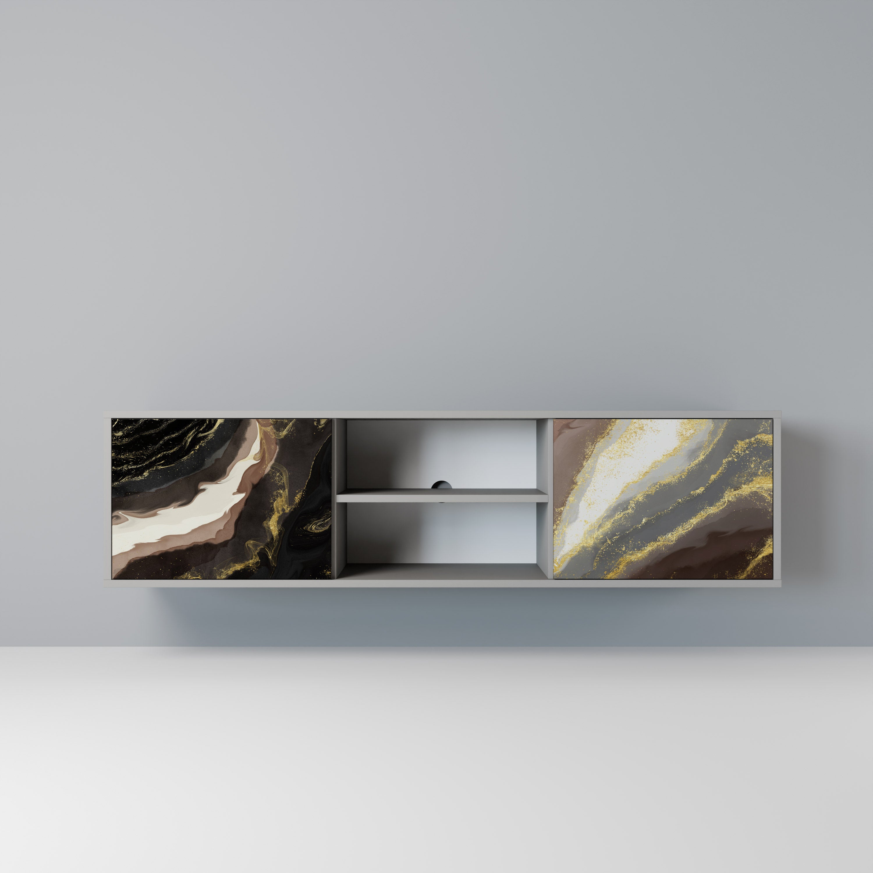 GOLD DUST 2-Door TV Stand in Grey Finish