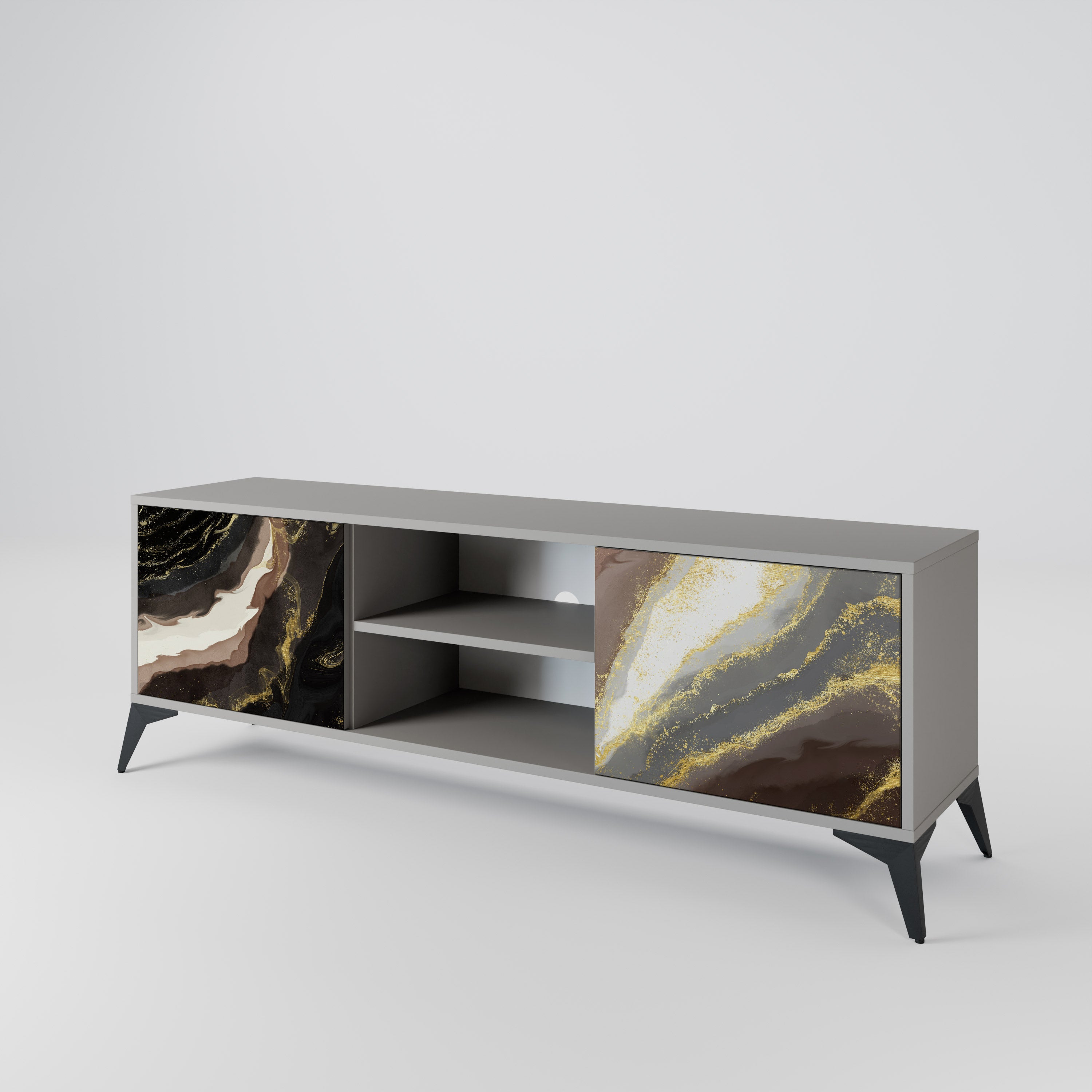 GOLD DUST 2-Door TV Stand in Grey Finish