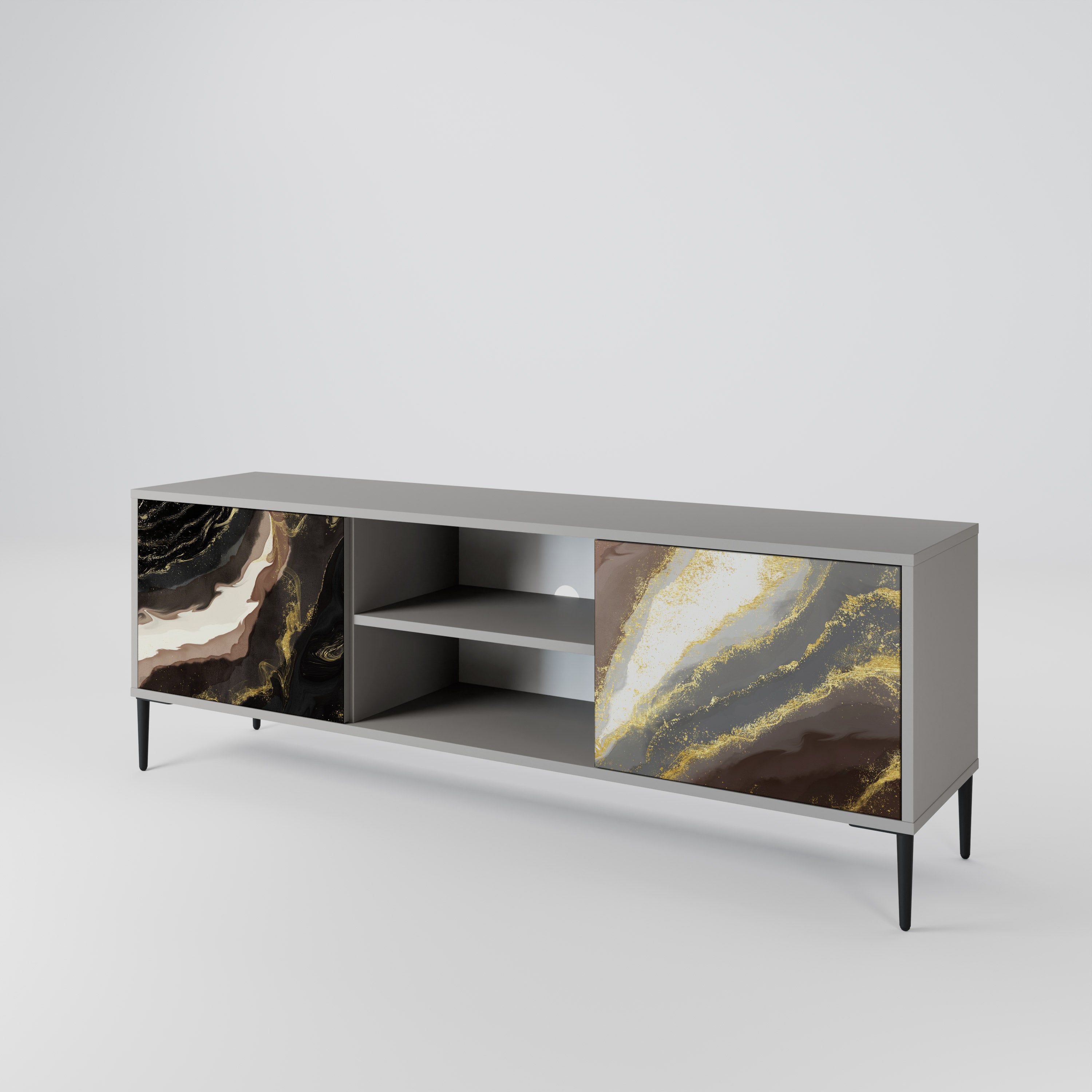 GOLD DUST 2-Door TV Stand in Grey Finish