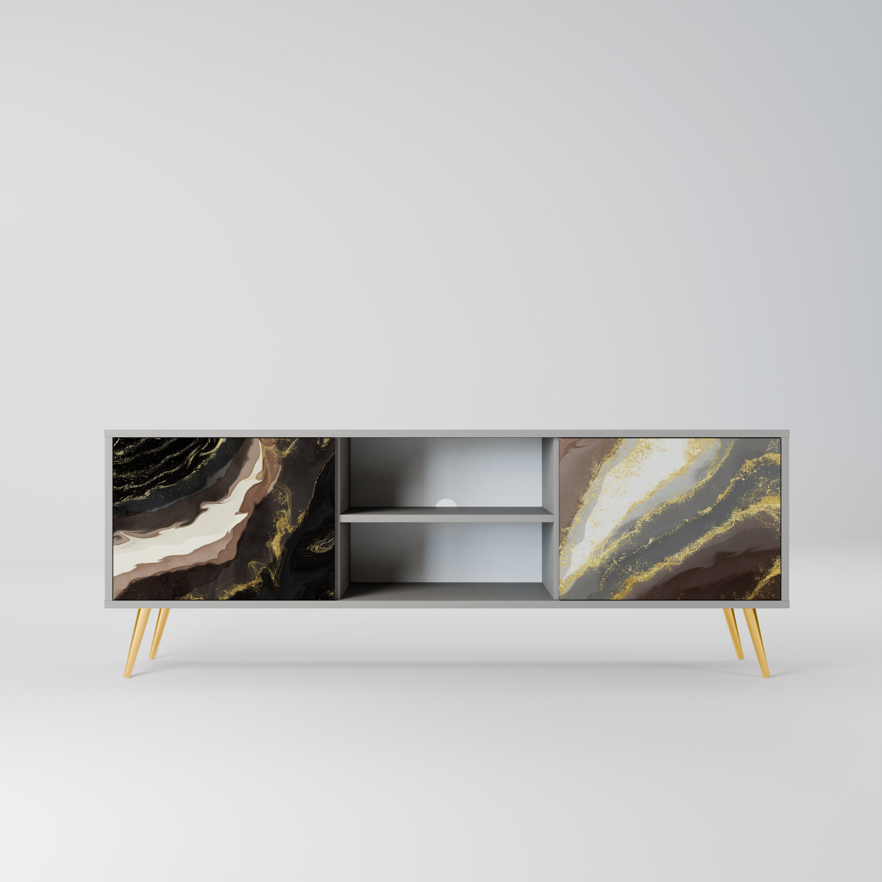 GOLD DUST 2-Door TV Stand in Grey Finish