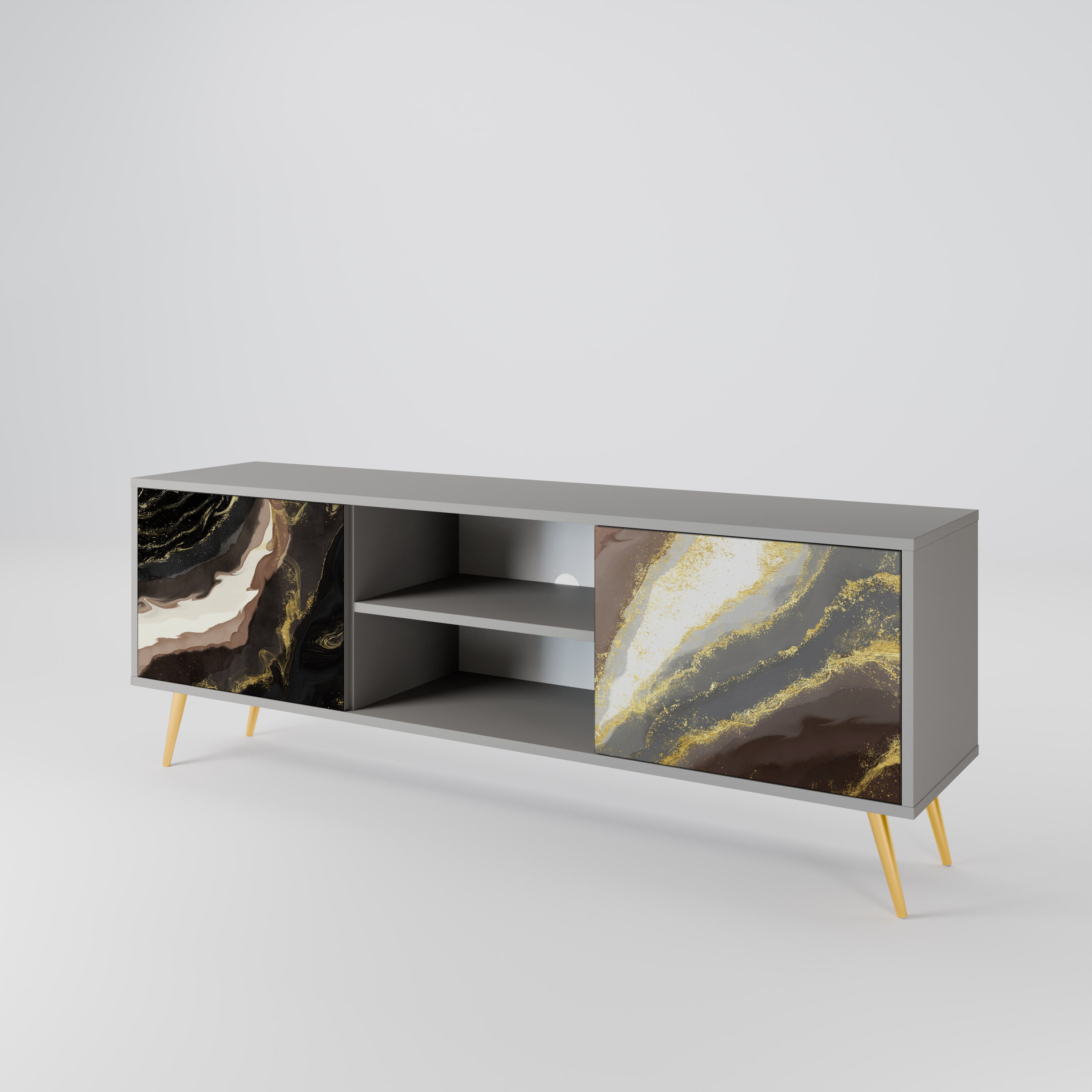 GOLD DUST 2-Door TV Stand in Grey Finish