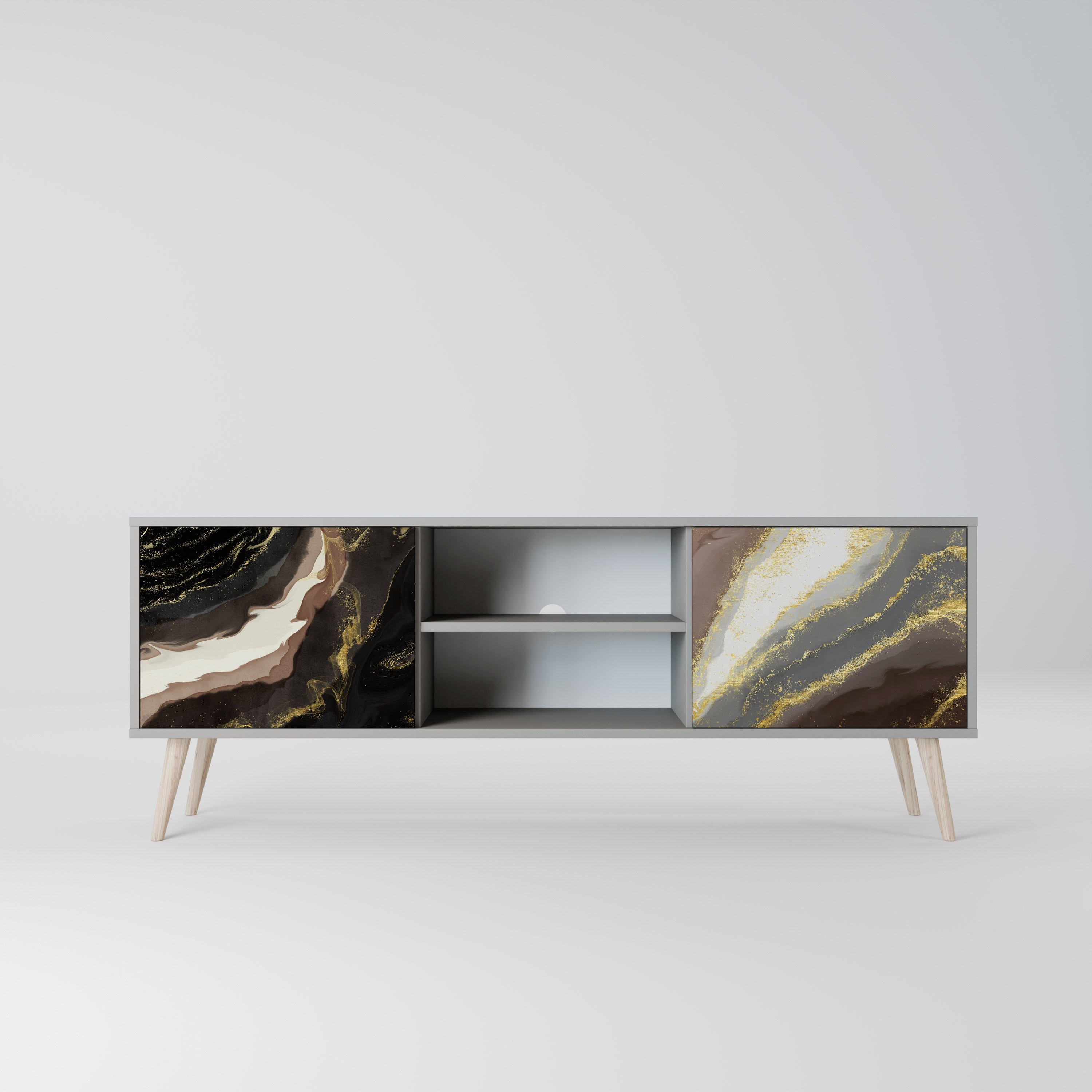 GOLD DUST 2-Door TV Stand in Grey Finish