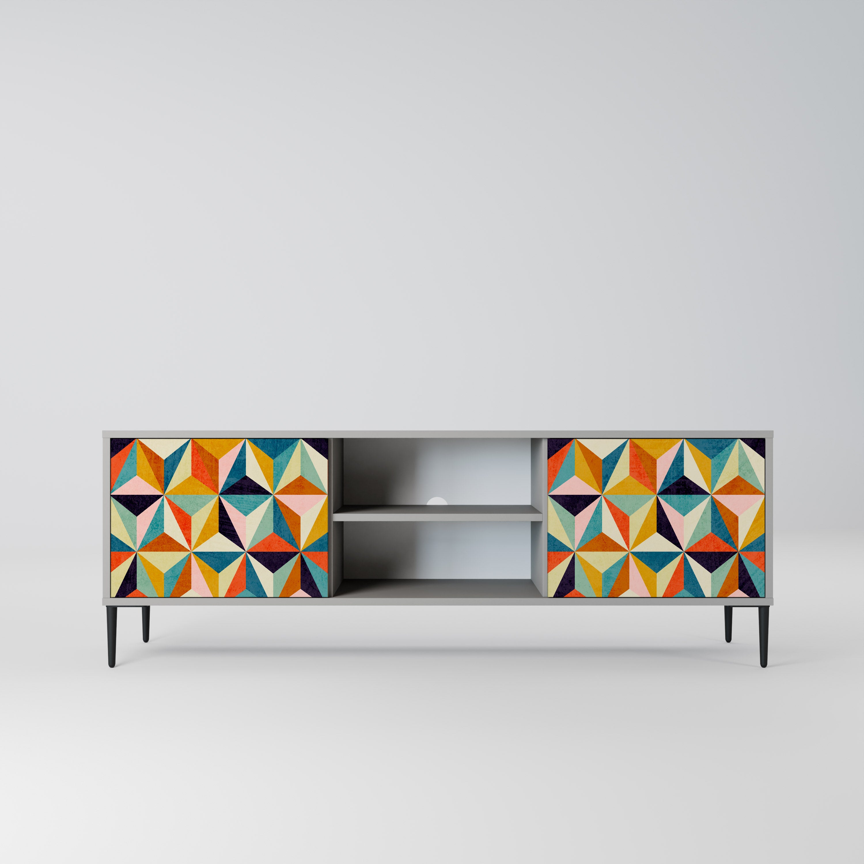 TESSELATE TREASURES 2-Door TV Stand in Grey Finish
