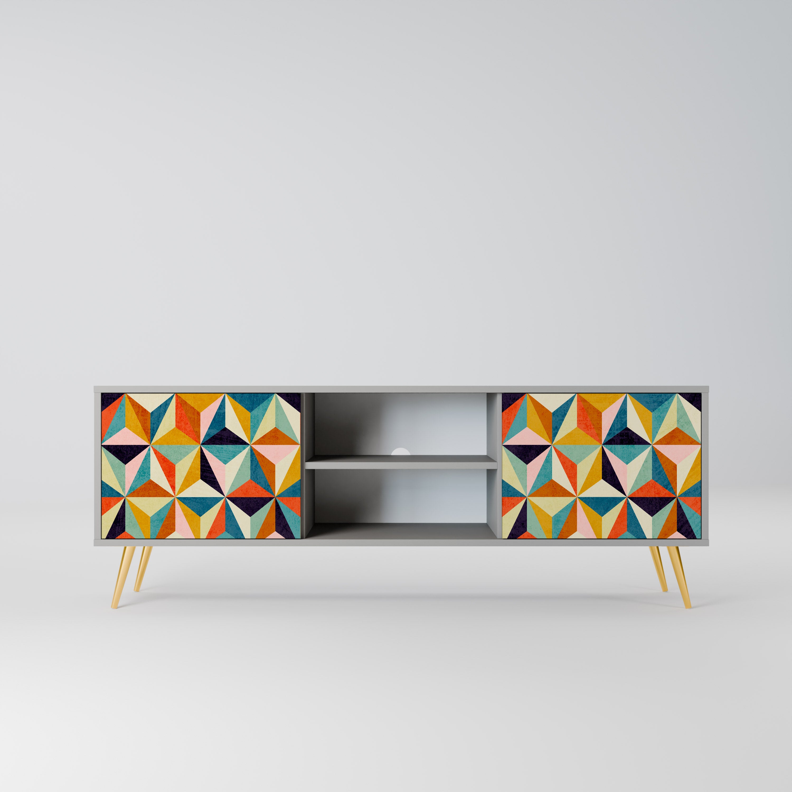 TESSELATE TREASURES 2-Door TV Stand in Grey Finish