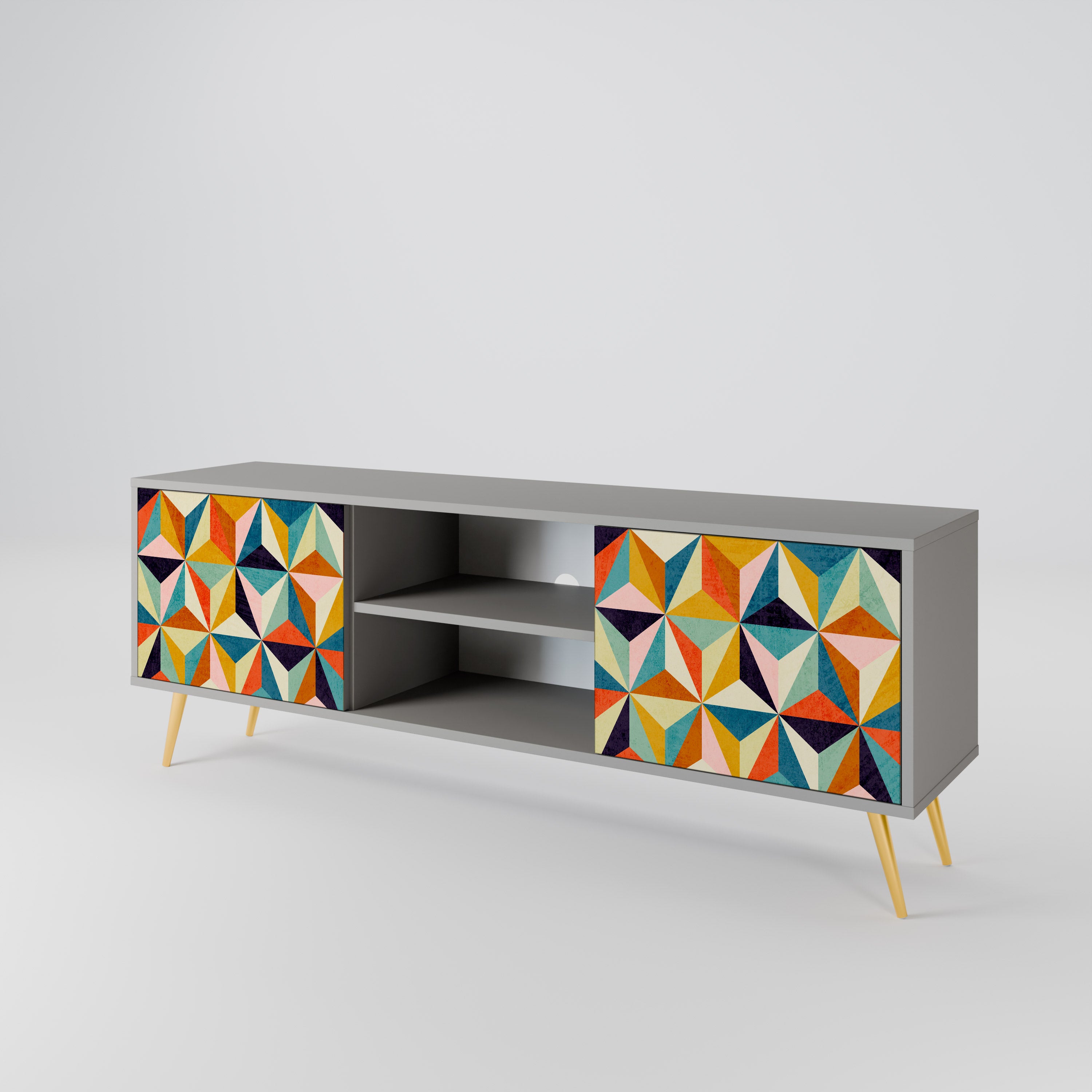 TESSELATE TREASURES 2-Door TV Stand in Grey Finish