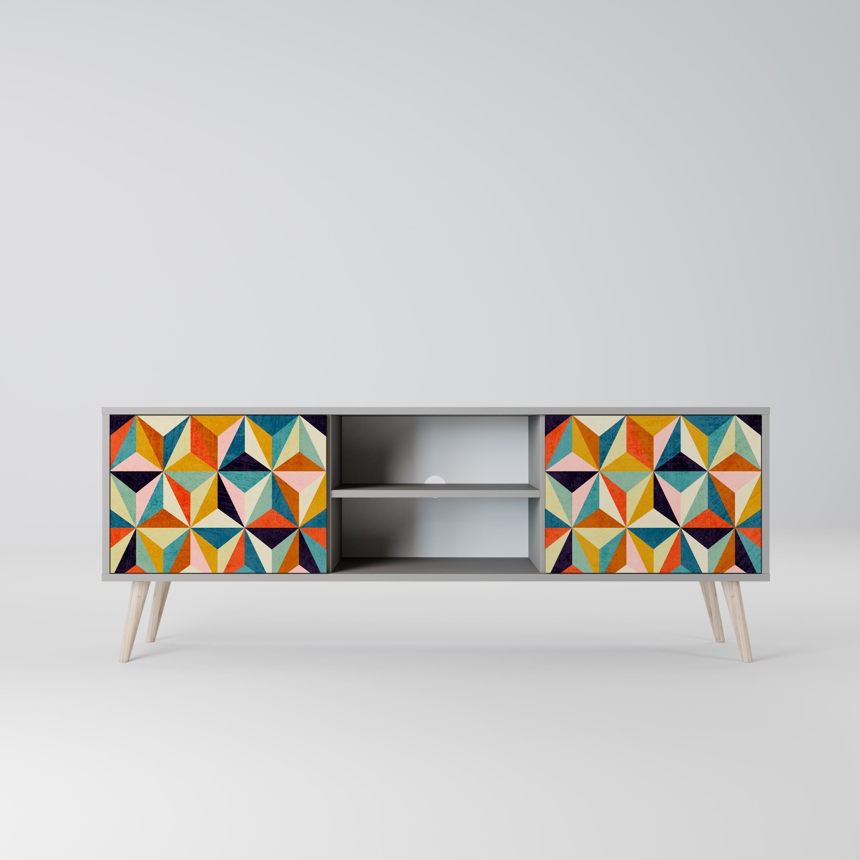TESSELATE TREASURES 2-Door TV Stand in Grey Finish
