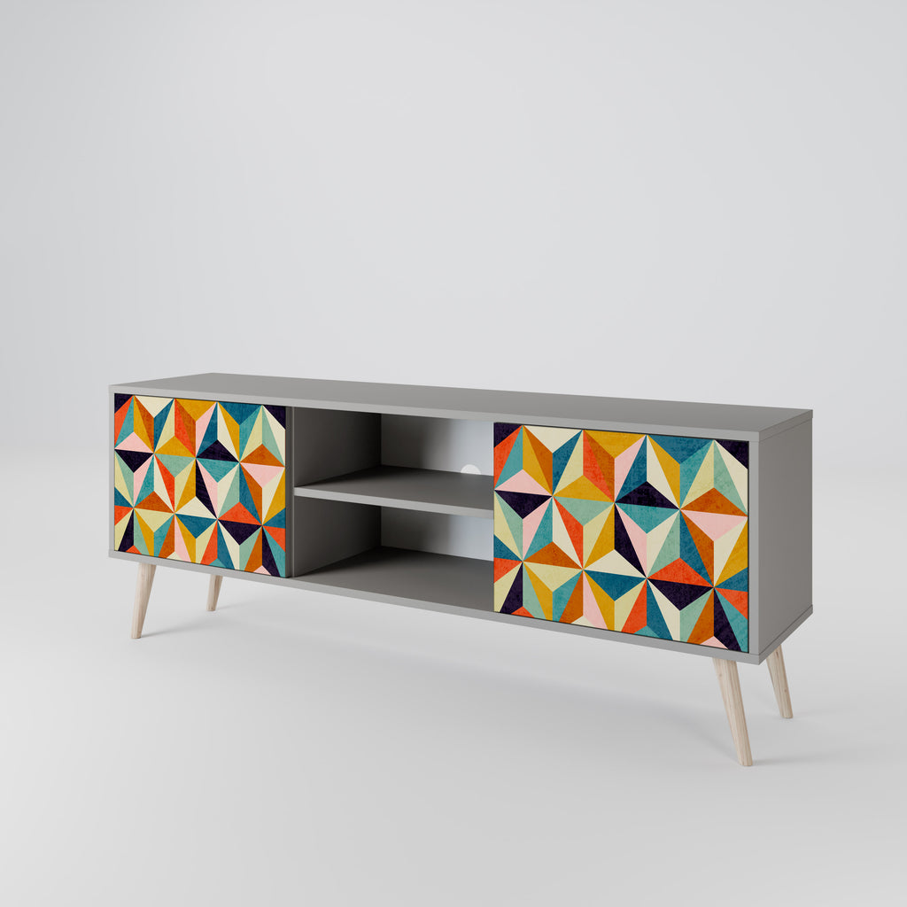 TESSELATE TREASURES 2-Door TV Stand in Grey Finish