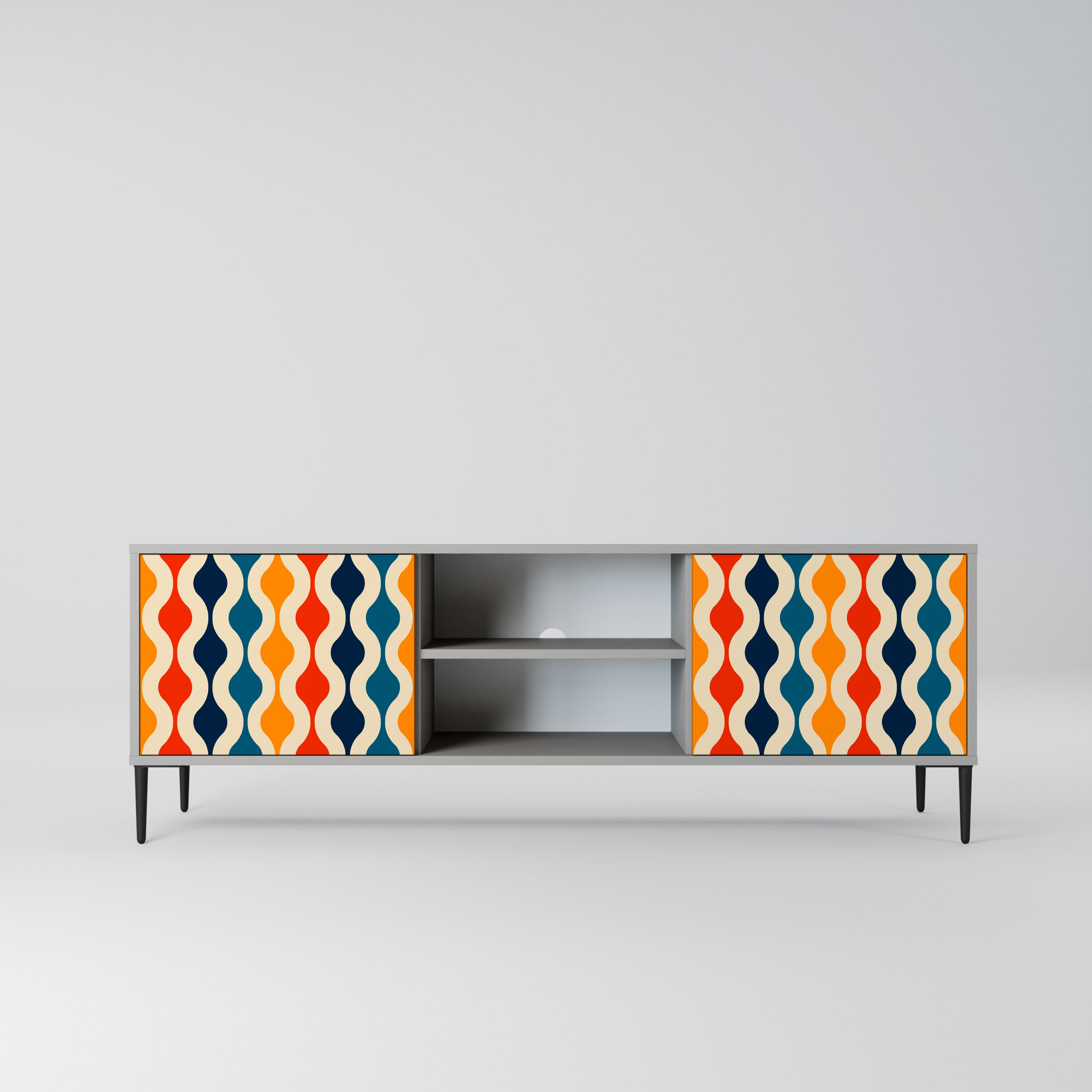 COLORFUL NOSTALGIA 2-Door TV Stand in Grey Finish