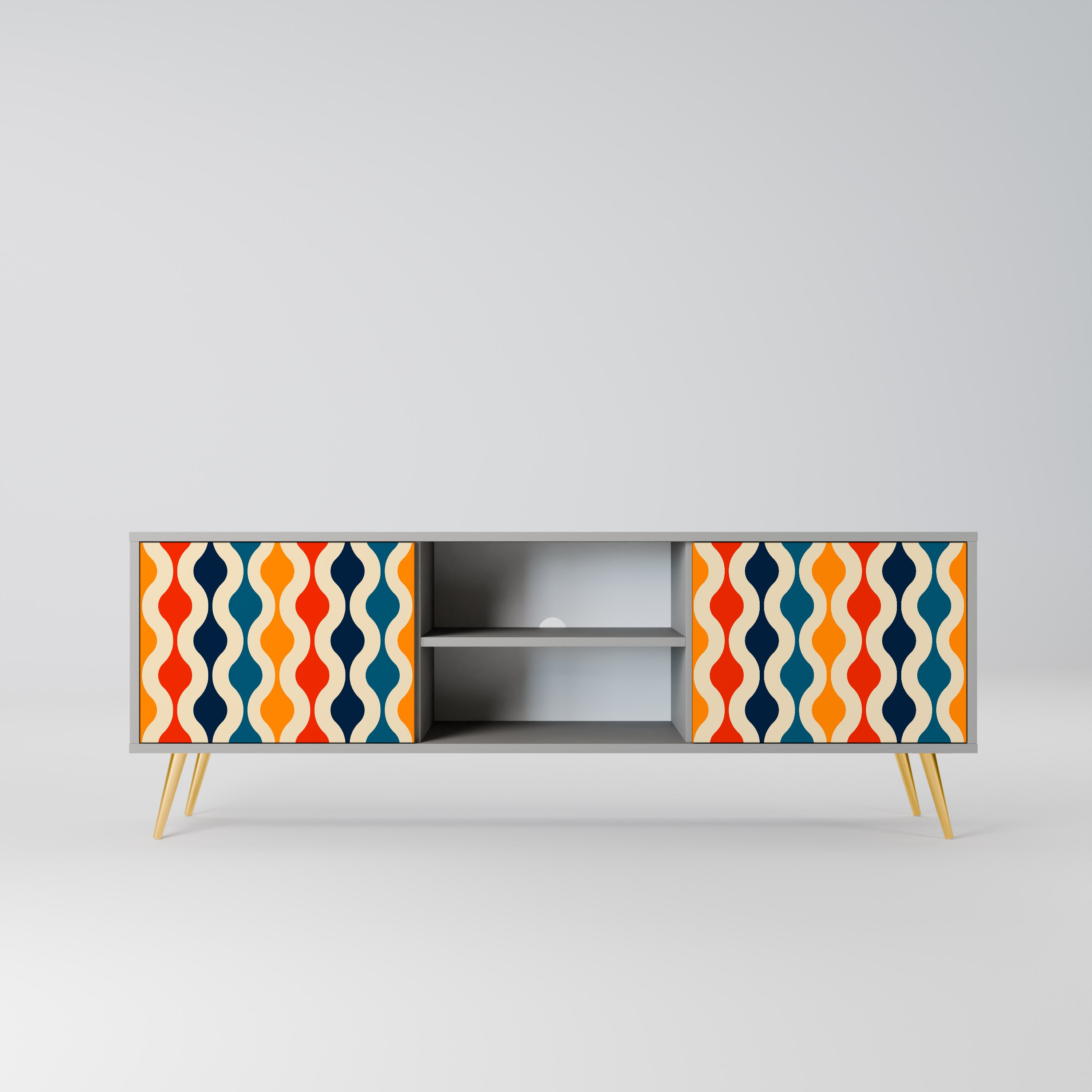 COLORFUL NOSTALGIA 2-Door TV Stand in Grey Finish