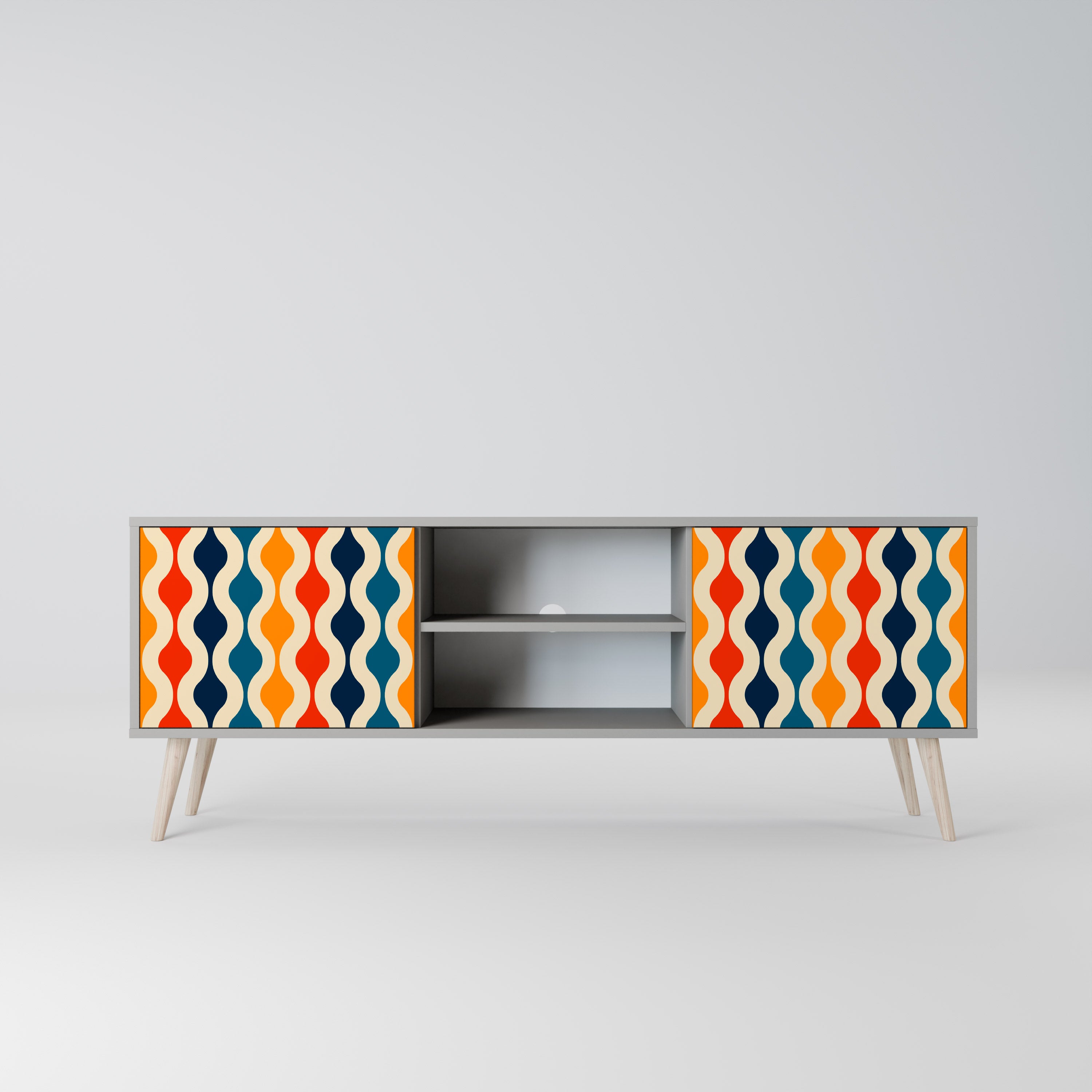 COLORFUL NOSTALGIA 2-Door TV Stand in Grey Finish