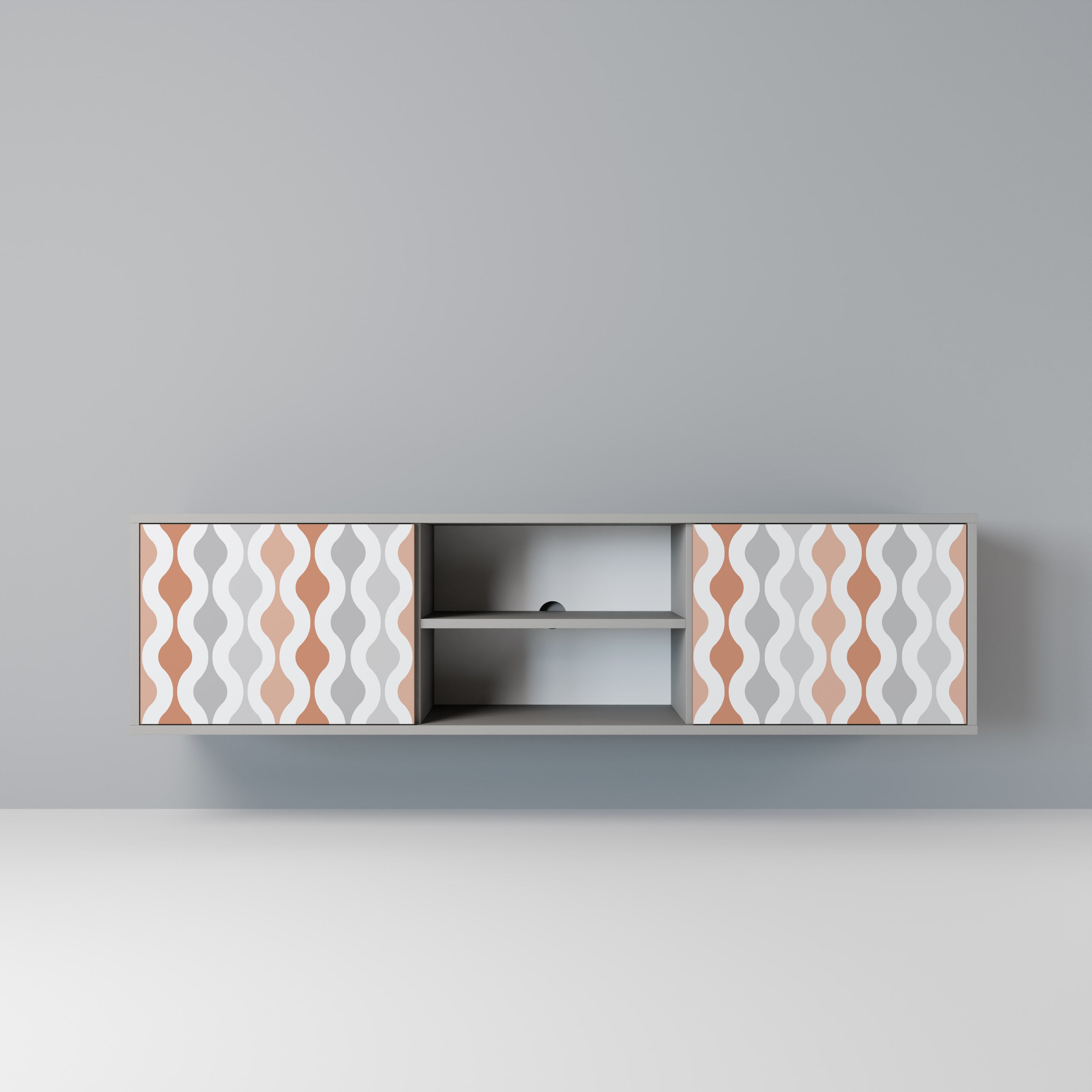 HAZY NOSTALGIA 2-Door TV Stand in Grey Finish