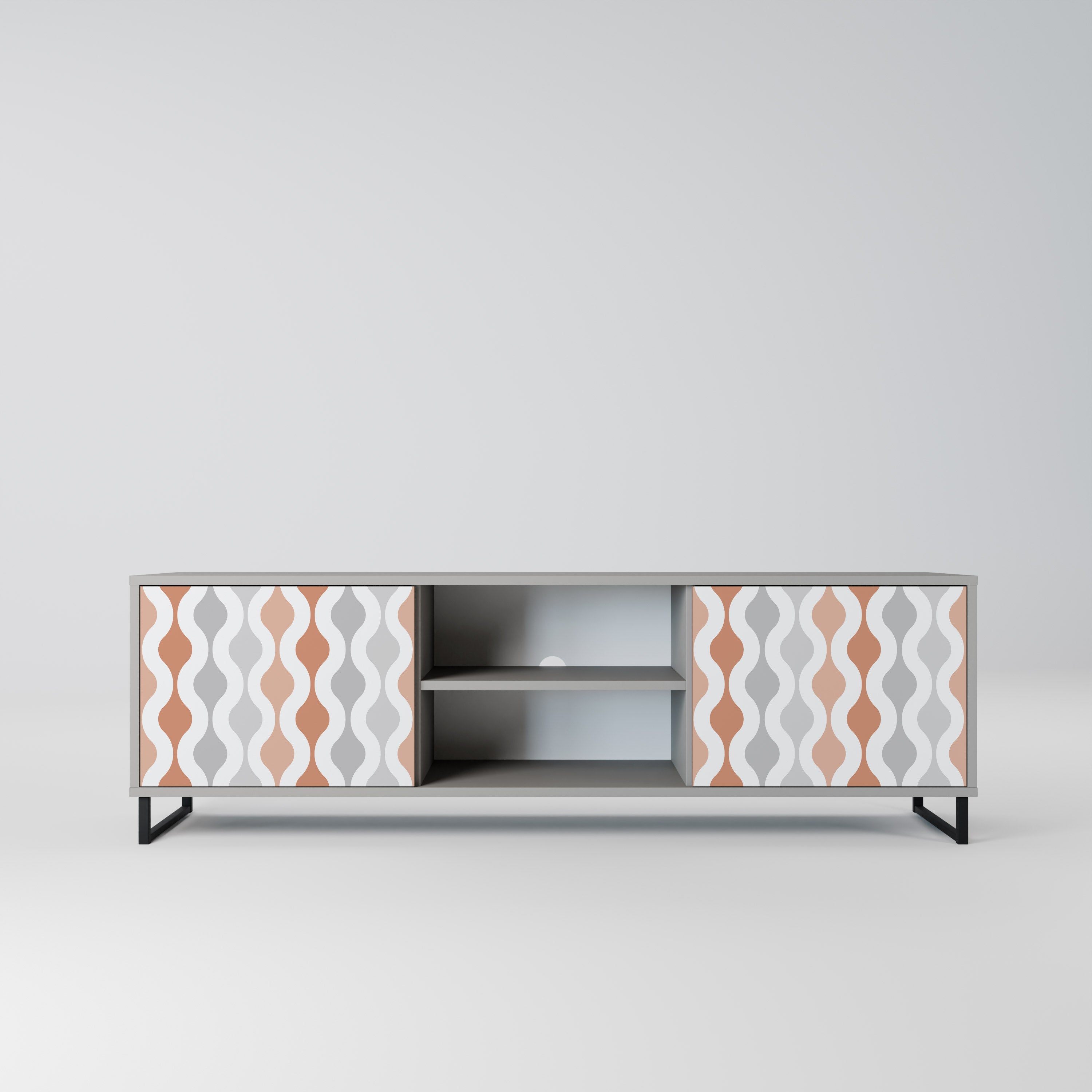 HAZY NOSTALGIA 2-Door TV Stand in Grey Finish