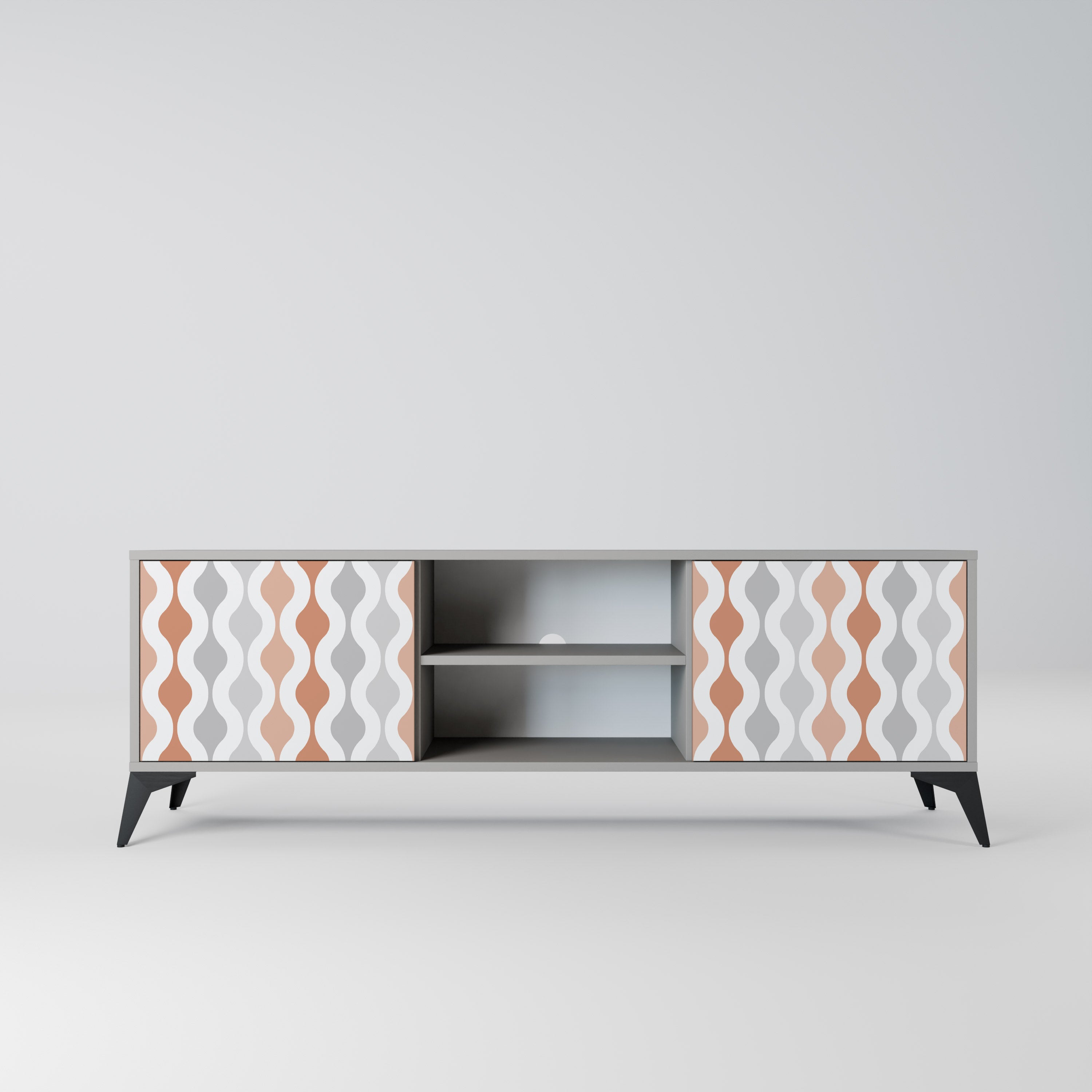 HAZY NOSTALGIA 2-Door TV Stand in Grey Finish