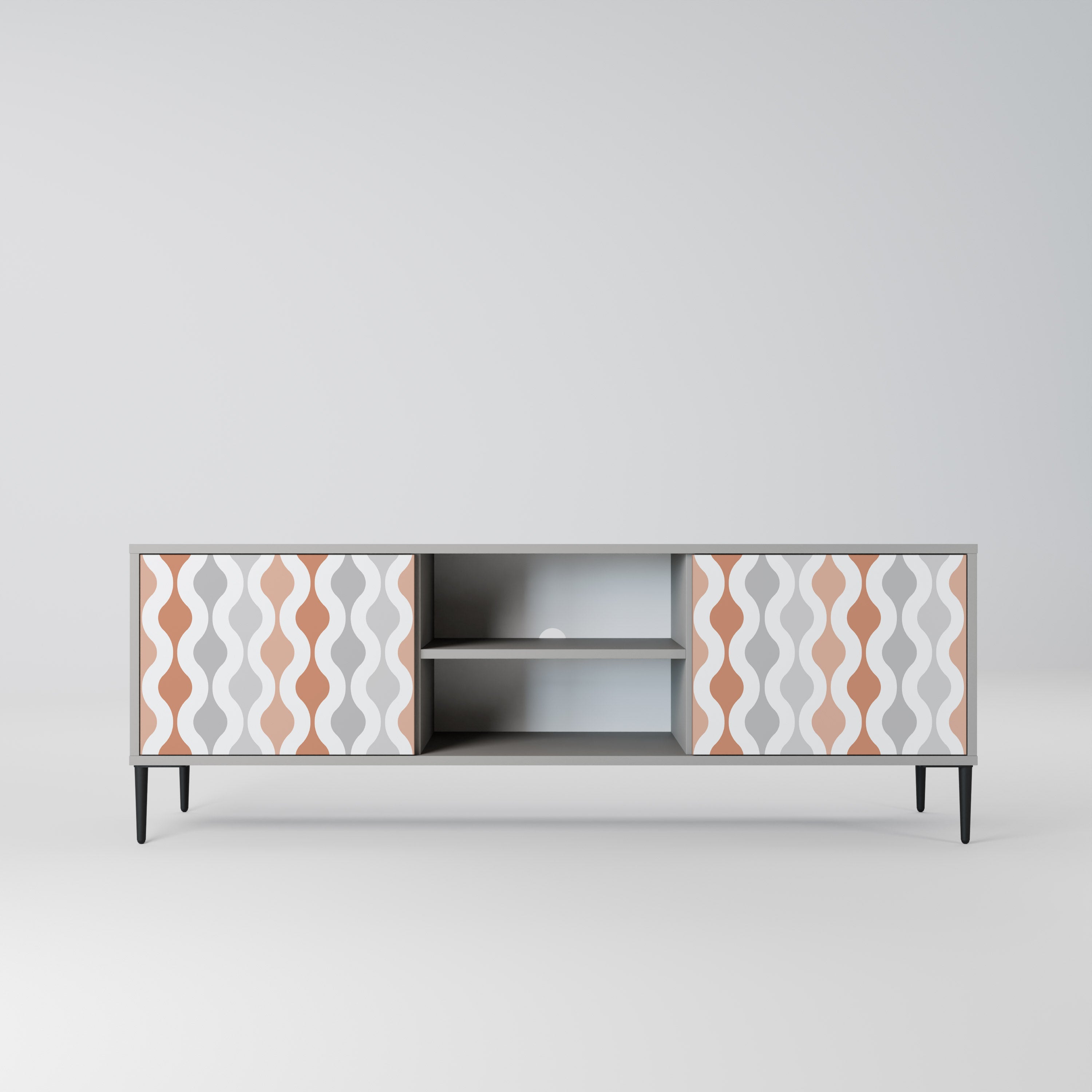 HAZY NOSTALGIA 2-Door TV Stand in Grey Finish