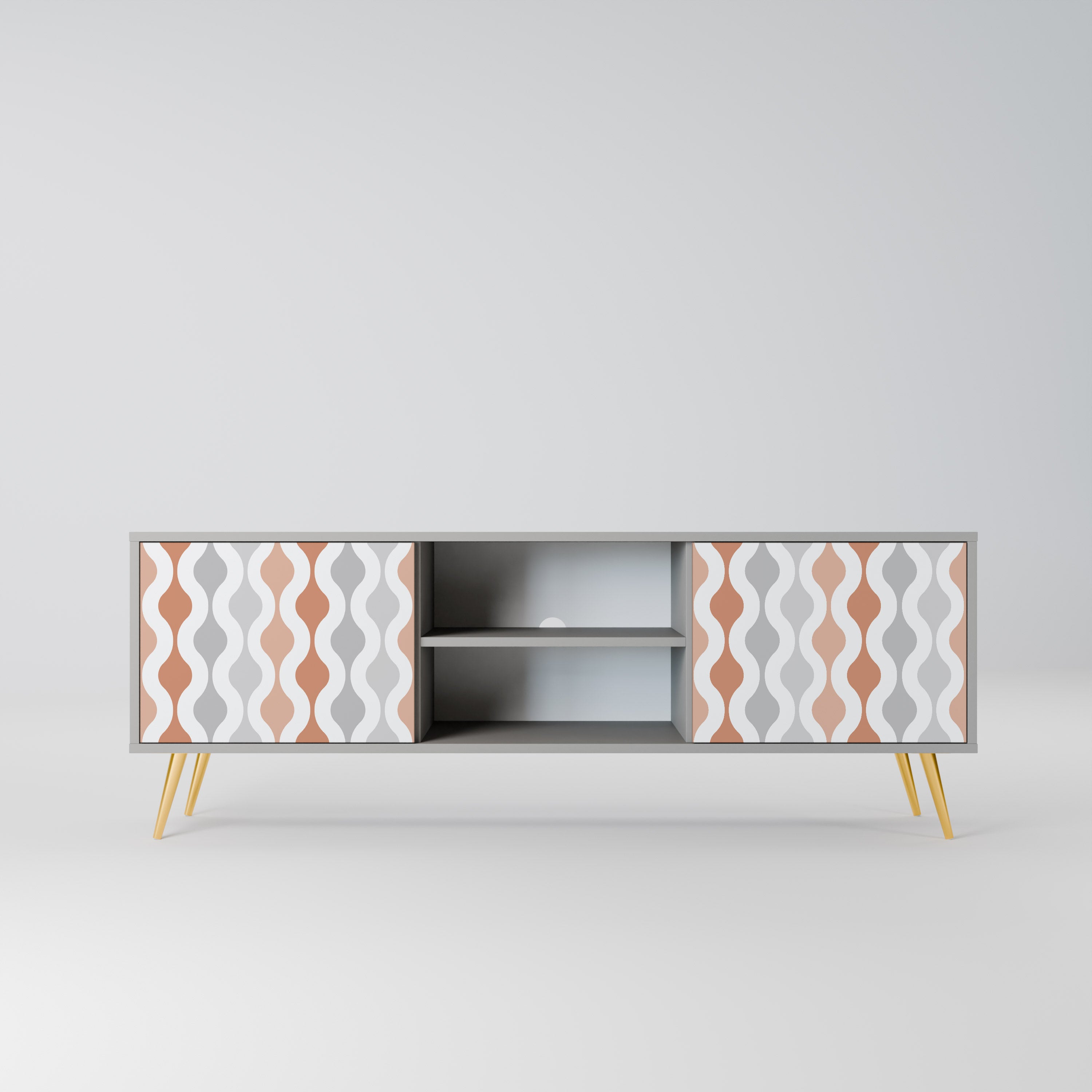 HAZY NOSTALGIA 2-Door TV Stand in Grey Finish